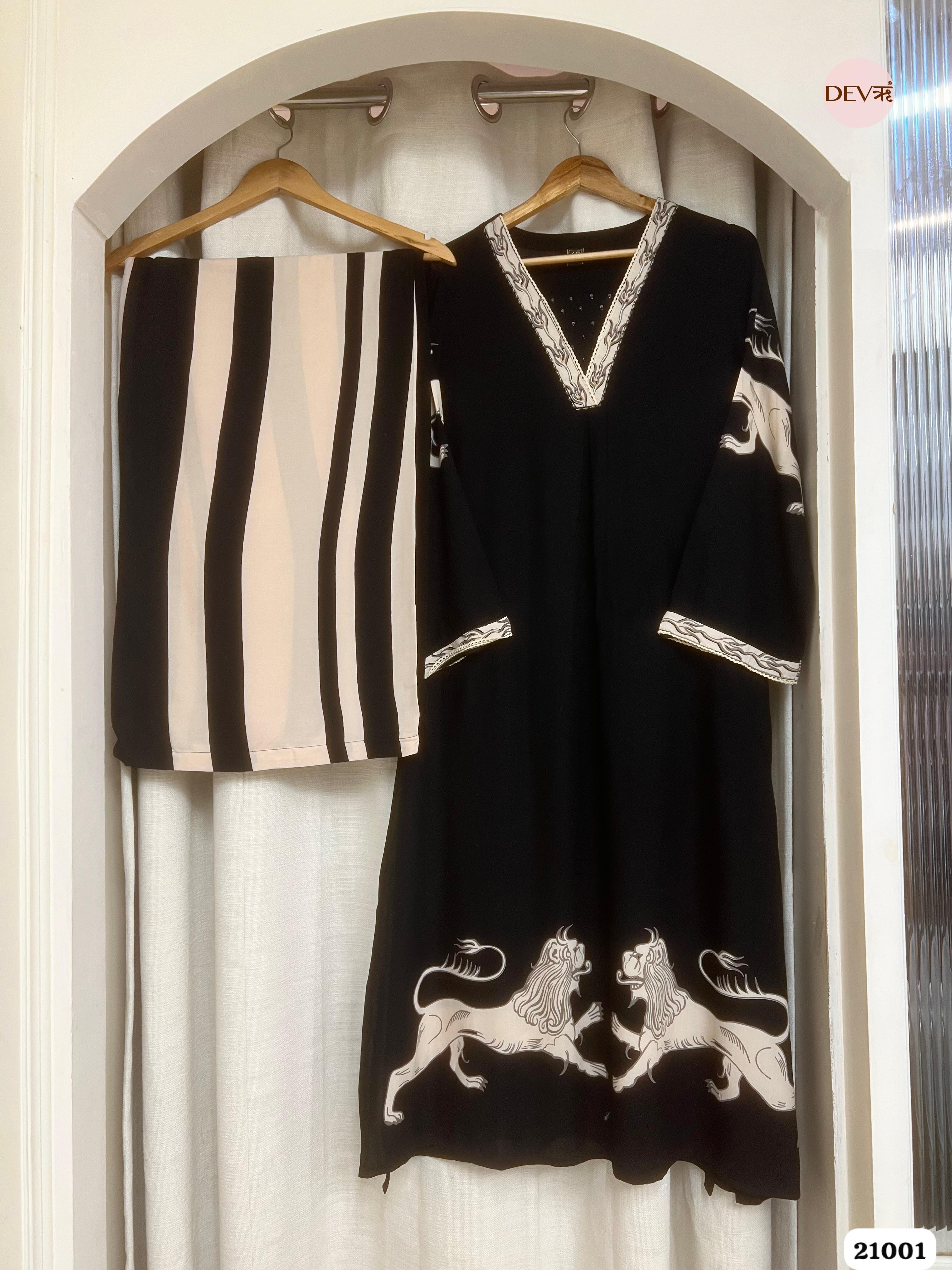 Ananya Cotton Printed Black 2-Piece Set (Devri – D.No 21001)