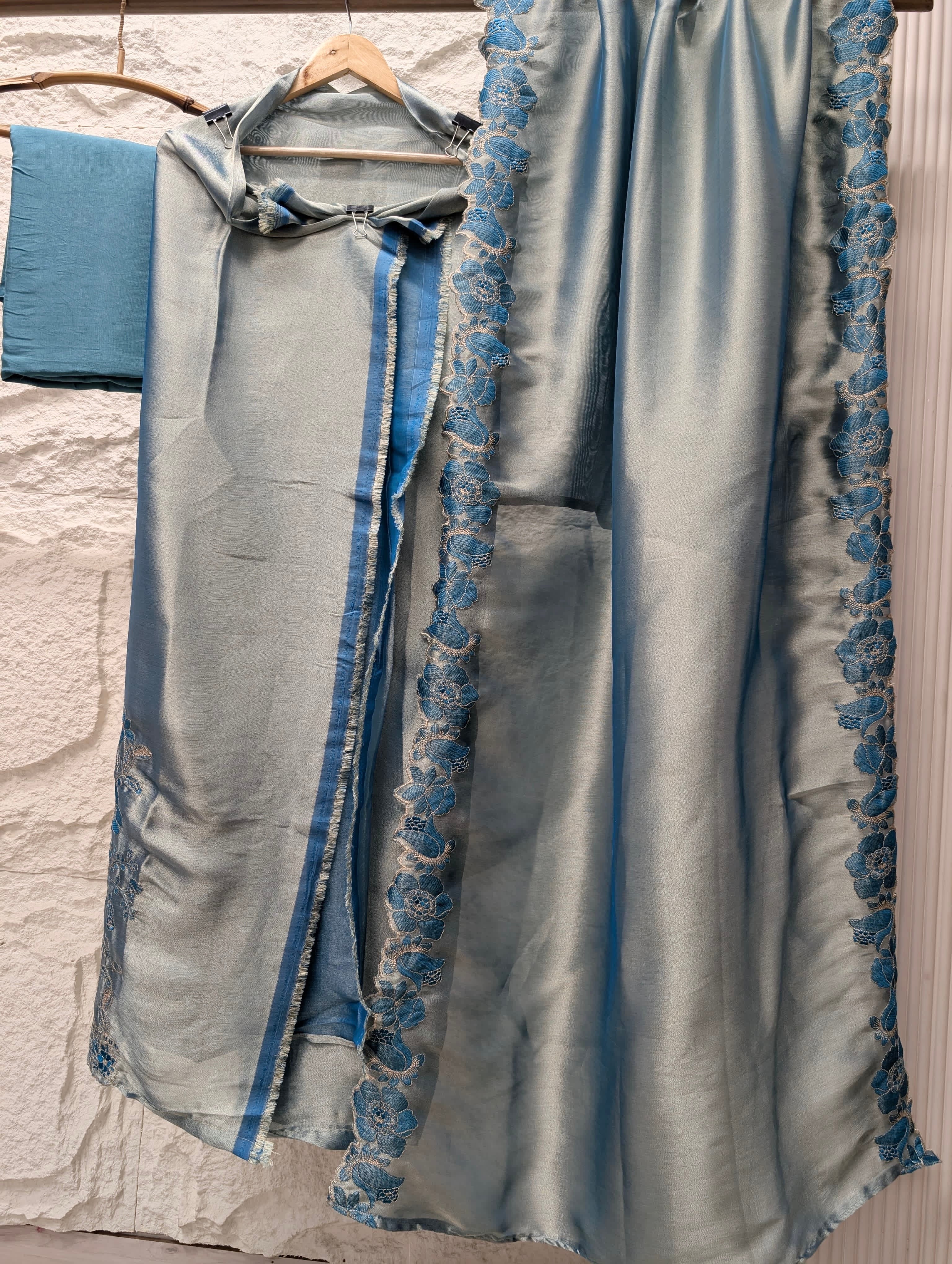 Grey Silk Blend Embroidered Unstitched 3-Piece Suit (Devri – D.No 13711)