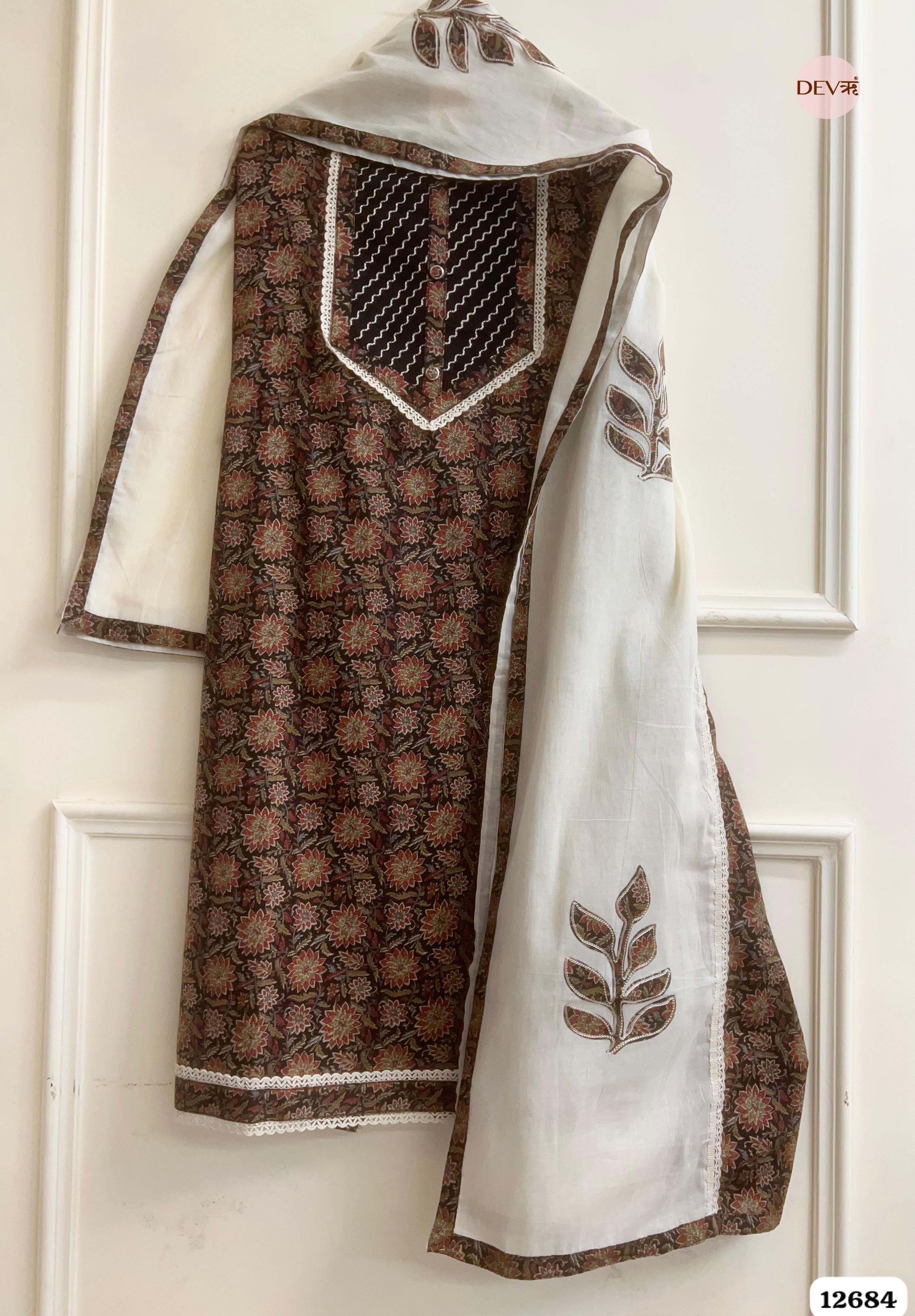 Multicolor Cotton Printed Unstitched 3-Piece Suit (Devri – D.No 12684)