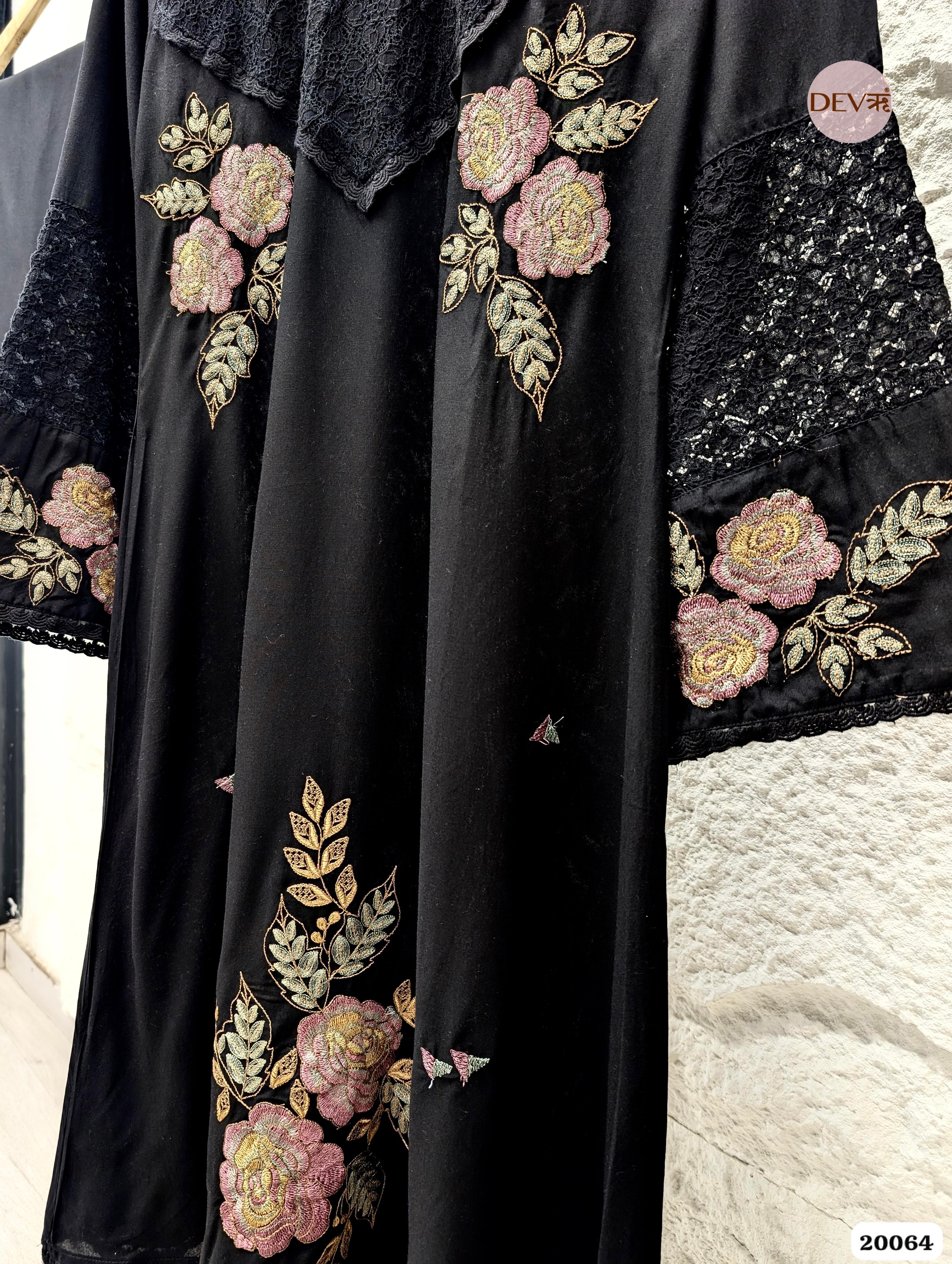 Zehra German Rayon Embroidered Black 2-Piece Set (Devri – D.No 20064)