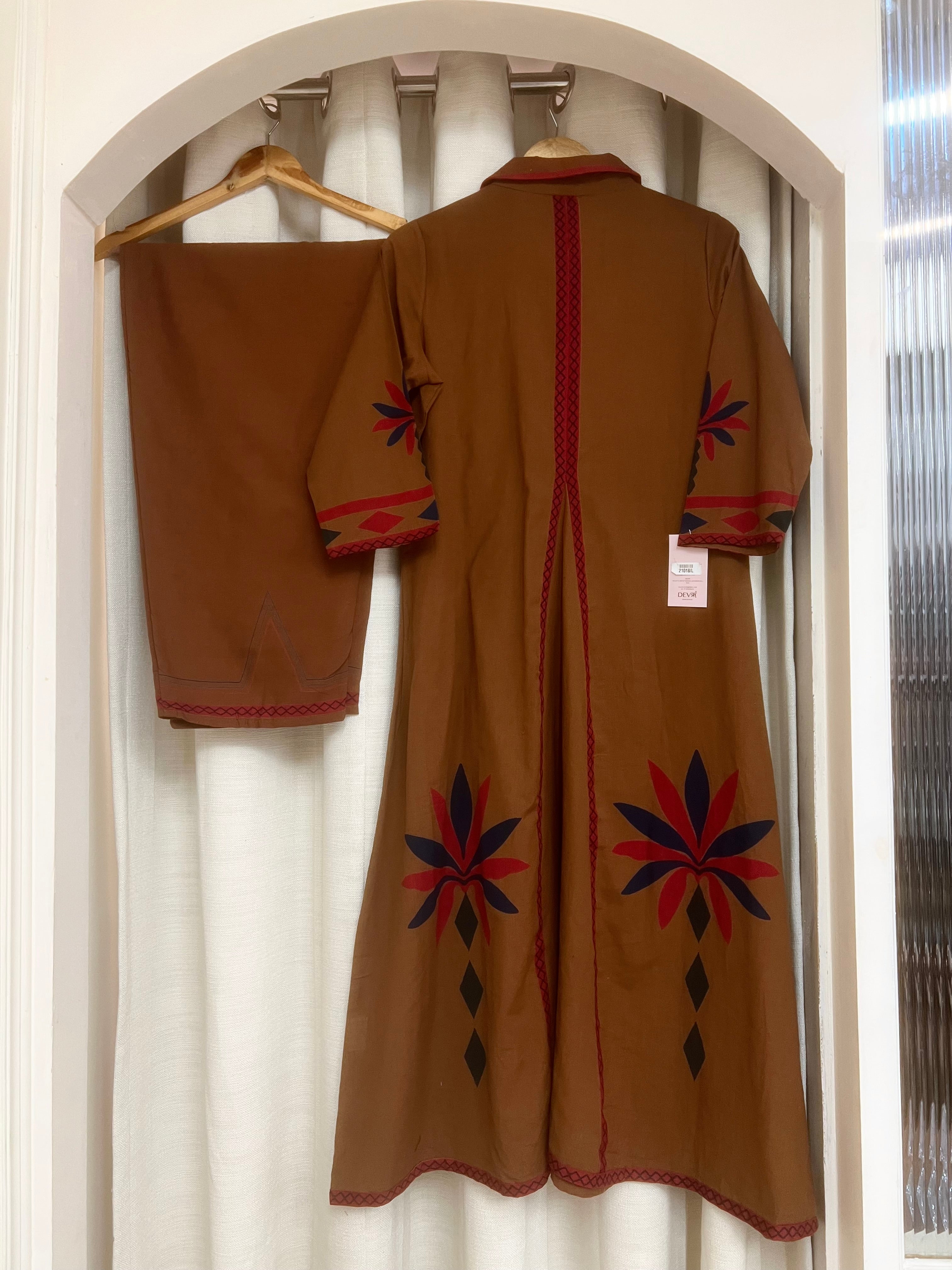 Zariya Cotton slub Printed Brown 2-Piece Set (Devri – D.No 21018)
