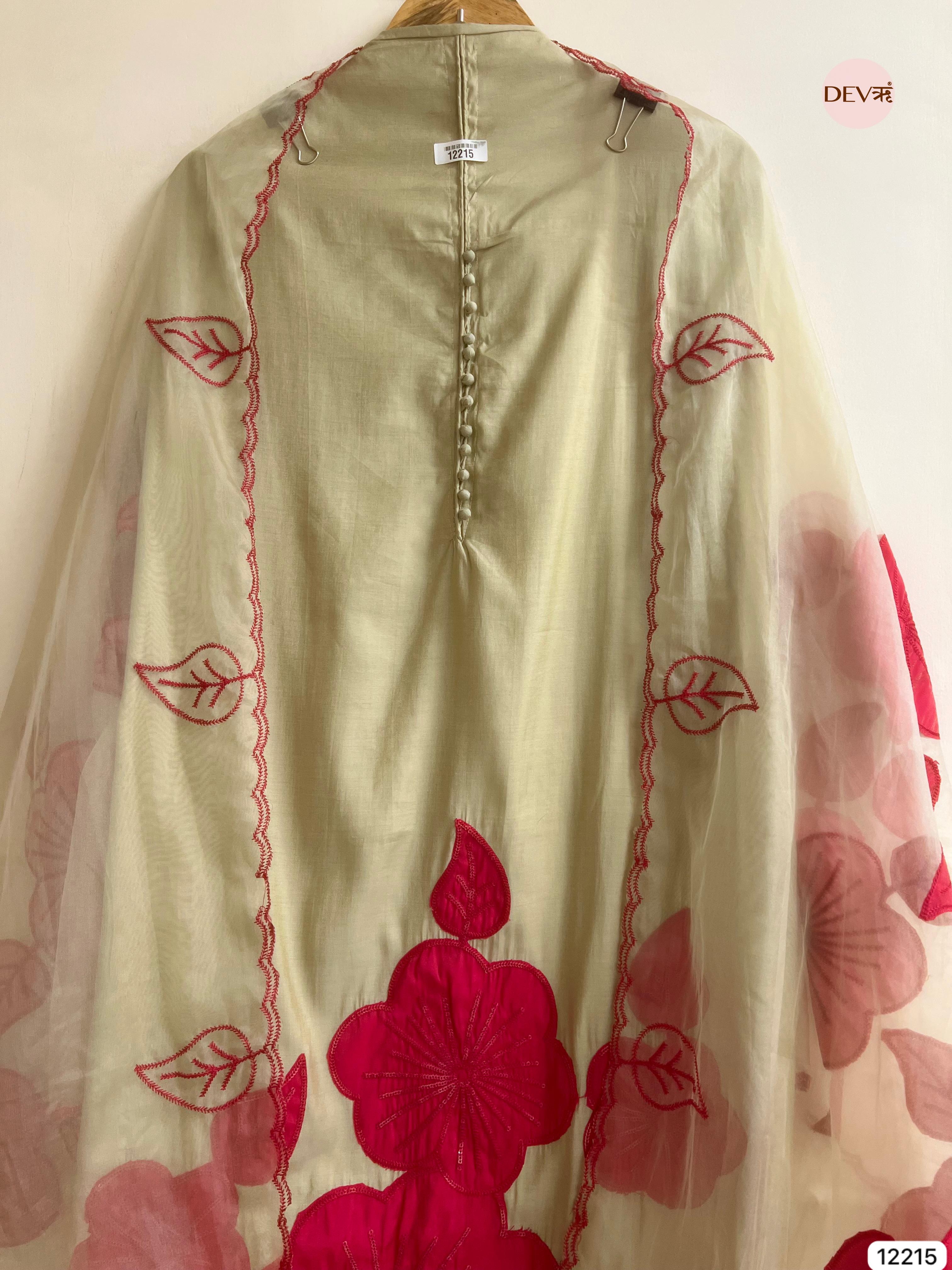 Pistachio Modal Silk Embroidered Unstitched 3-Piece Suit (Devri – D.No 12215)