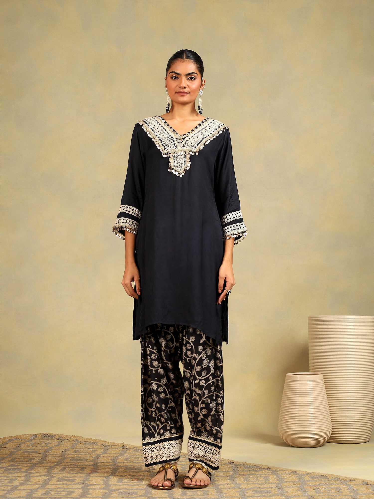 Noir Elegance Muslin Co-ord Set {1007}