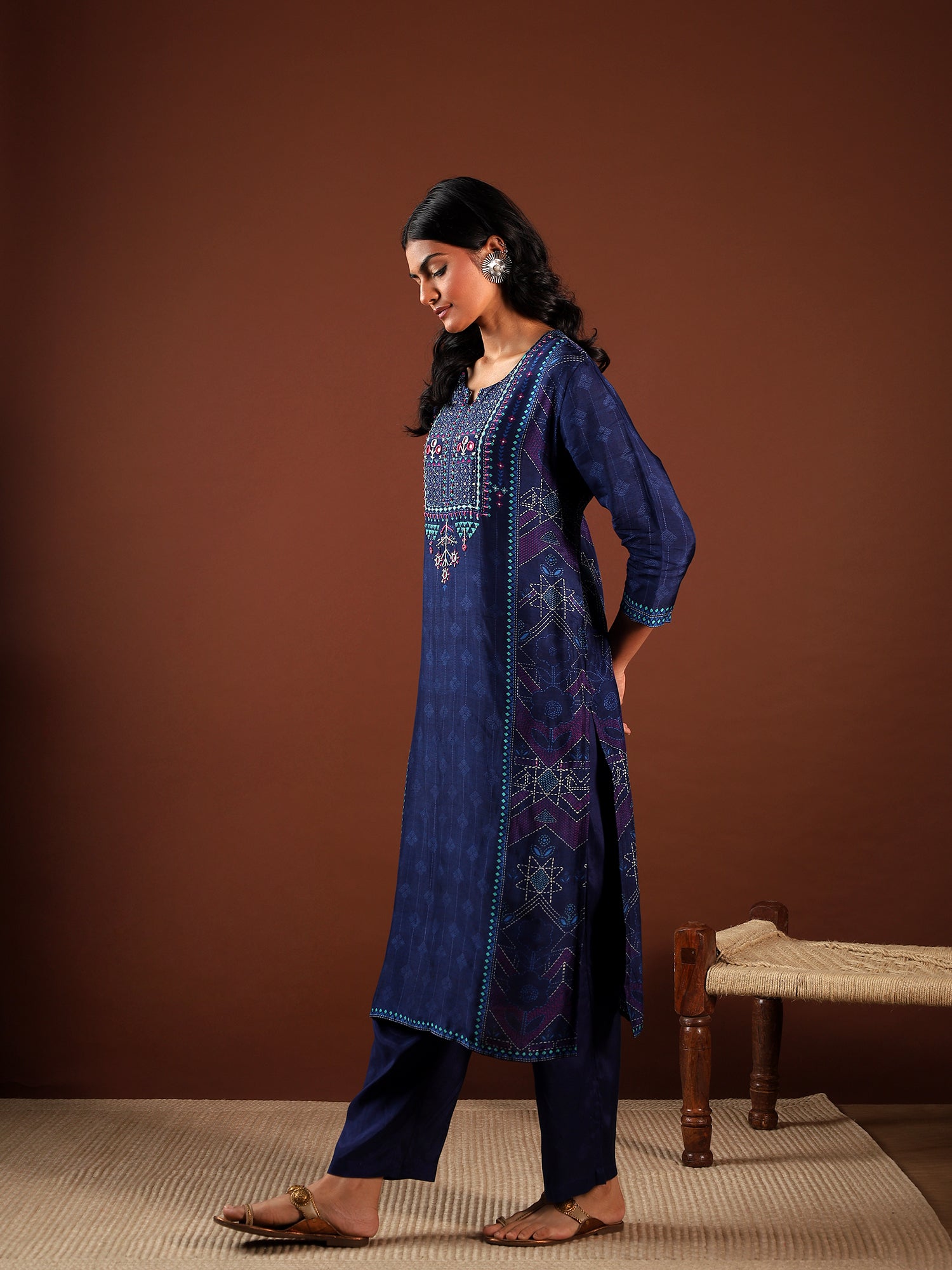 Midnight Navy Glow Silk 3-Piece Set {1014}