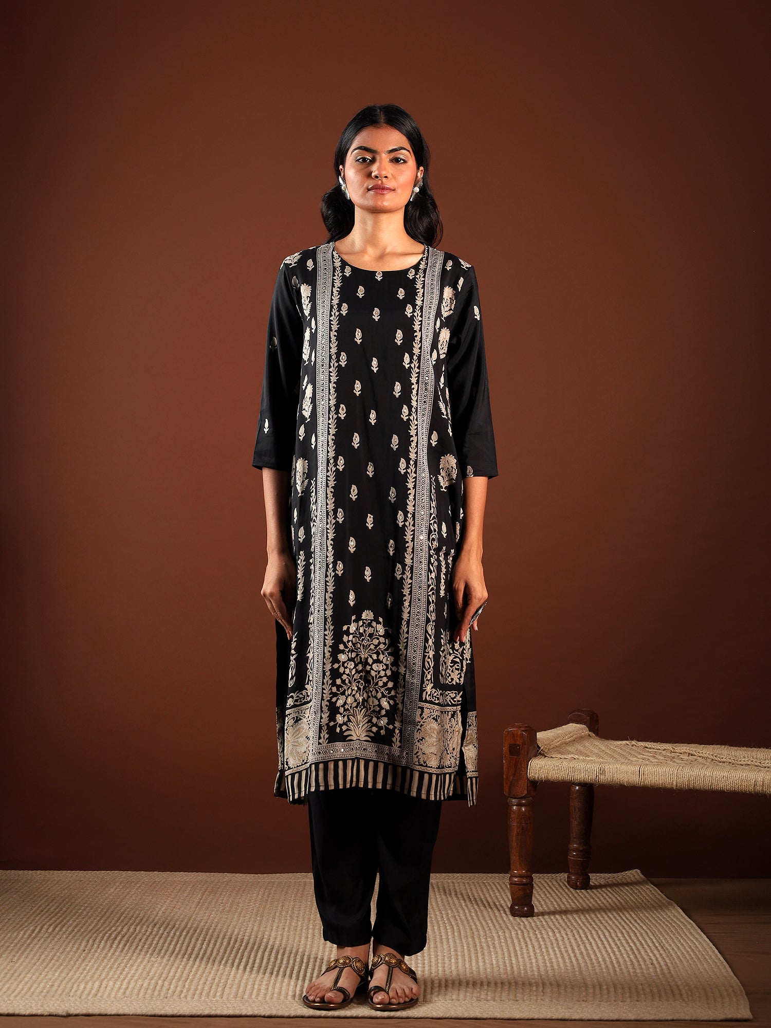 Midnight Bloom Muslin 3-Piece Set {1009}