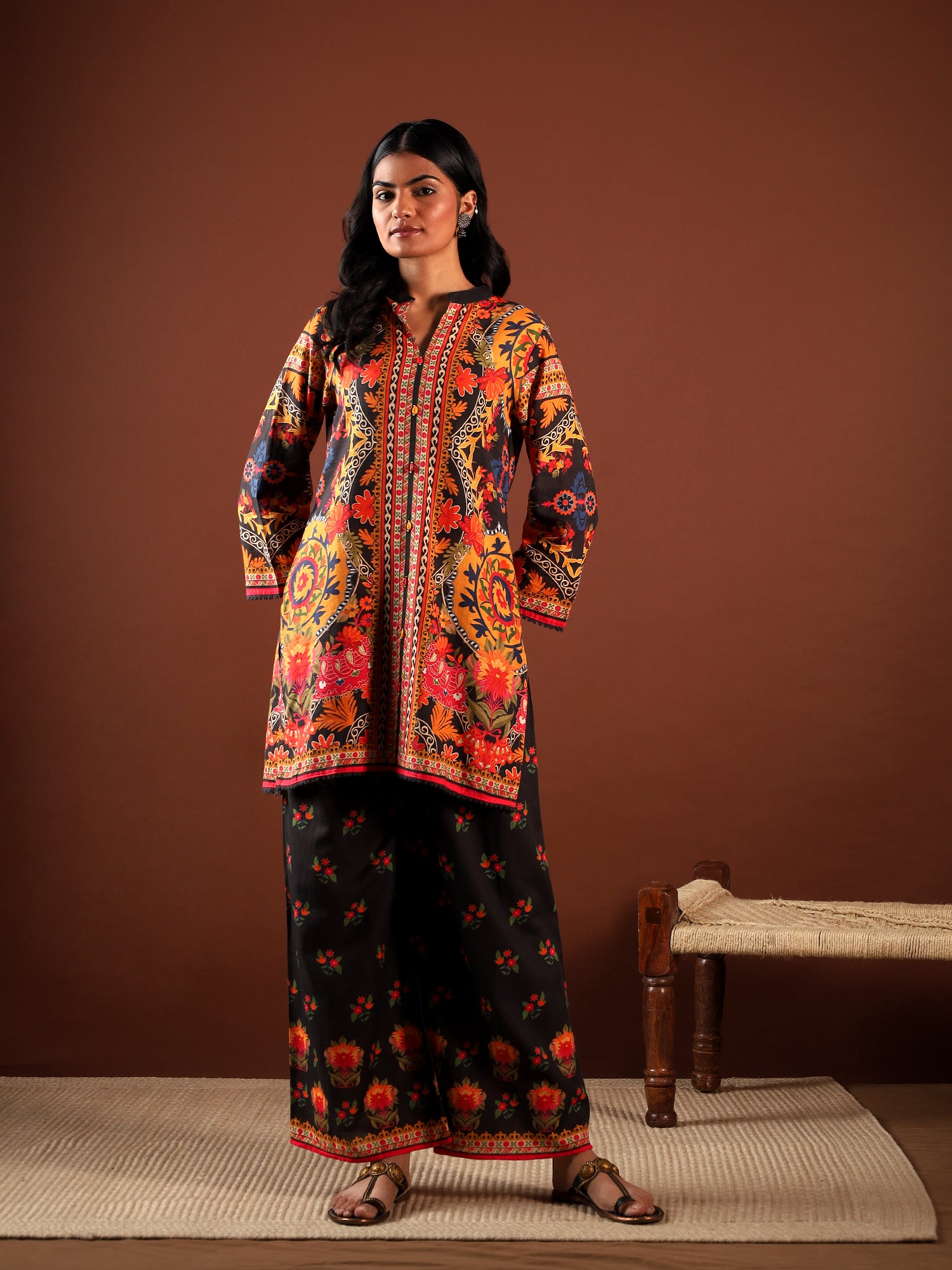 Sunset Bloom Silk Co-ord Set {1005/M}