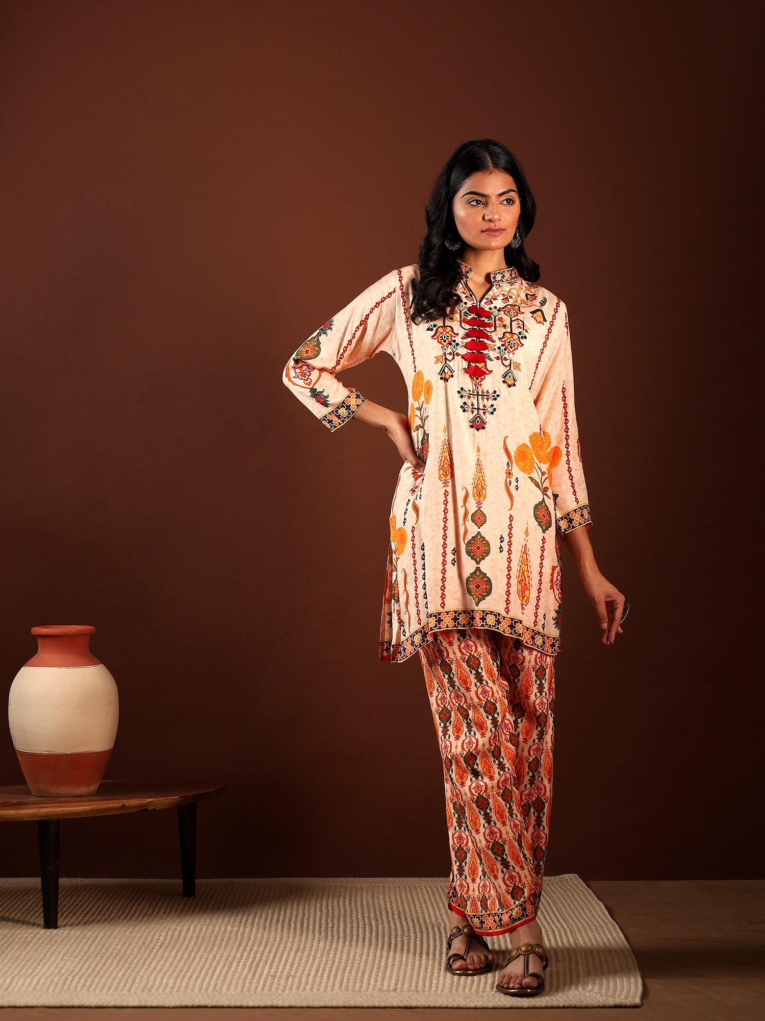 Terracotta Bloom Muslin 3-Piece Set {1036/M}