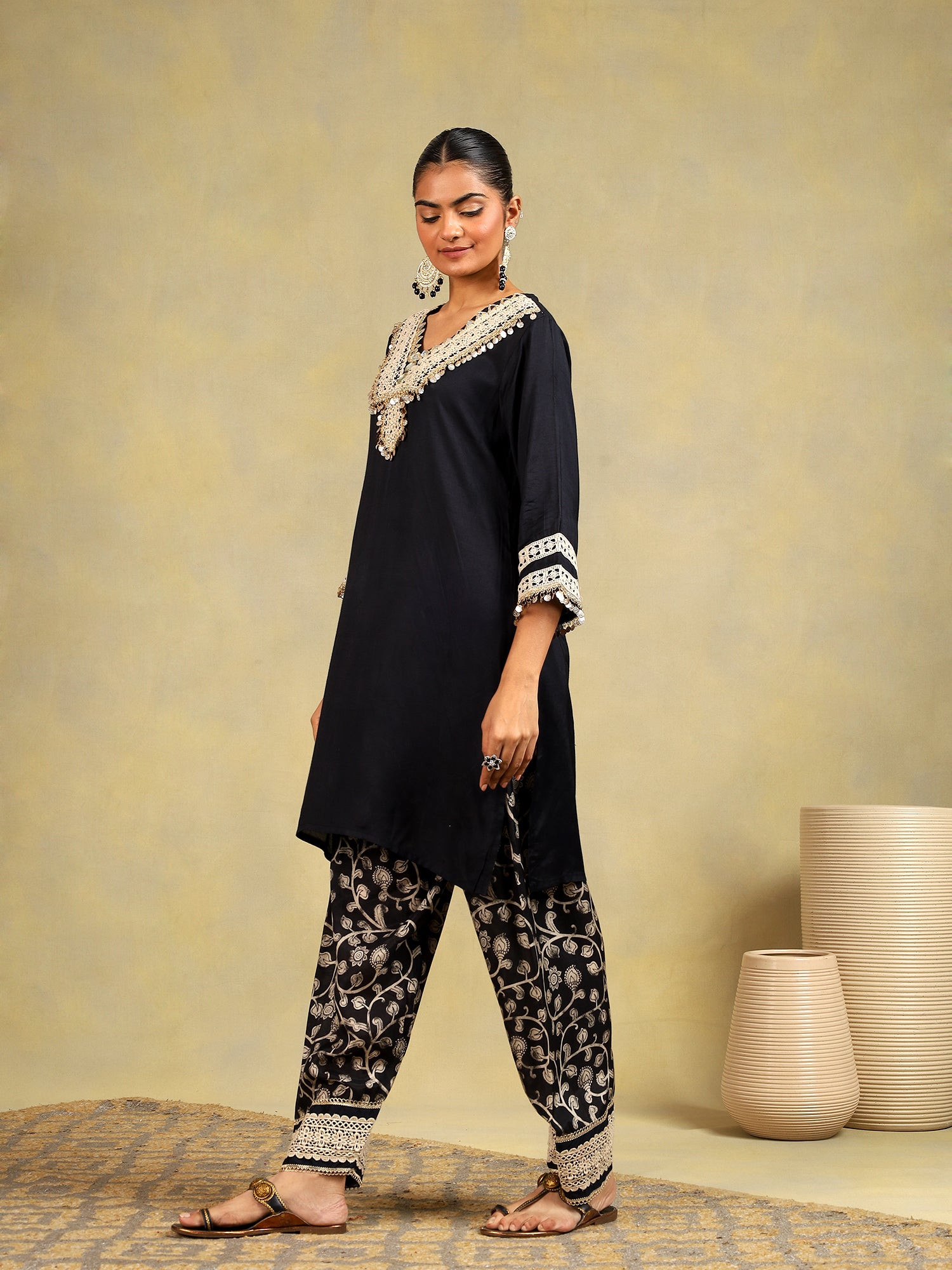 Noir Elegance Muslin Co-ord Set {1007}