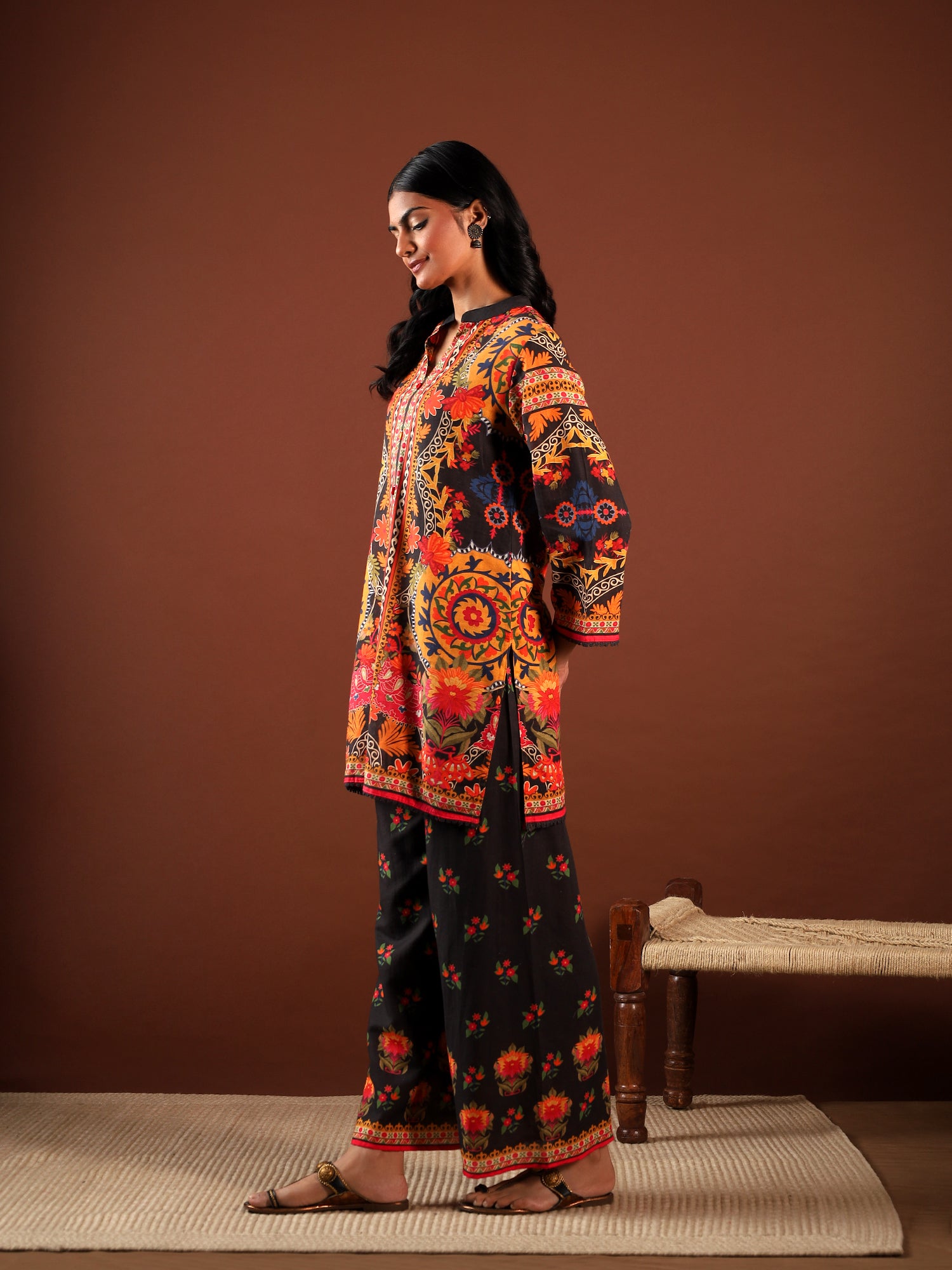 Sunset Bloom Silk Co-ord Set {1005/M}