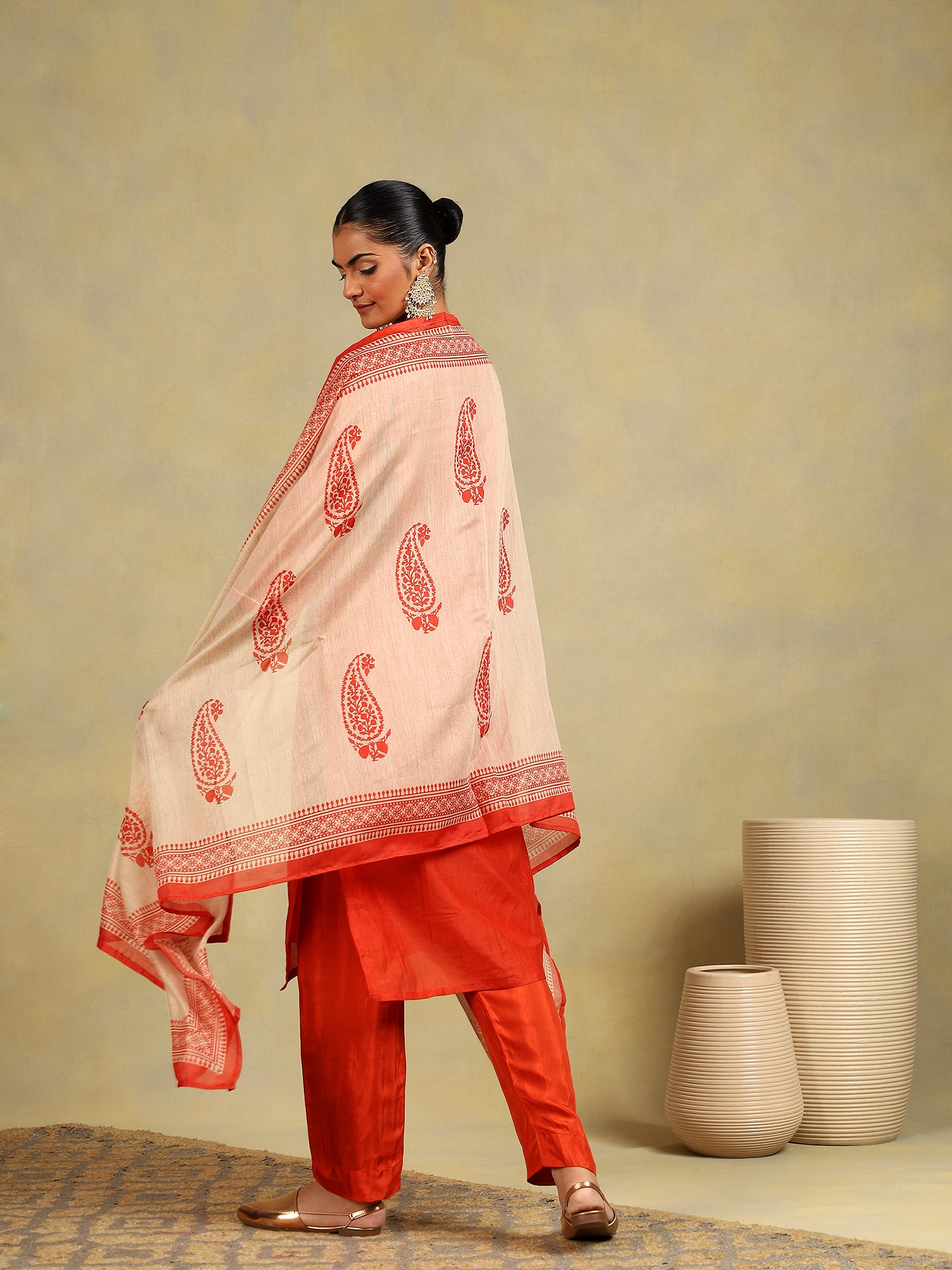 Rust Glow Mul Chanderi 3-Piece Set {1020/M}