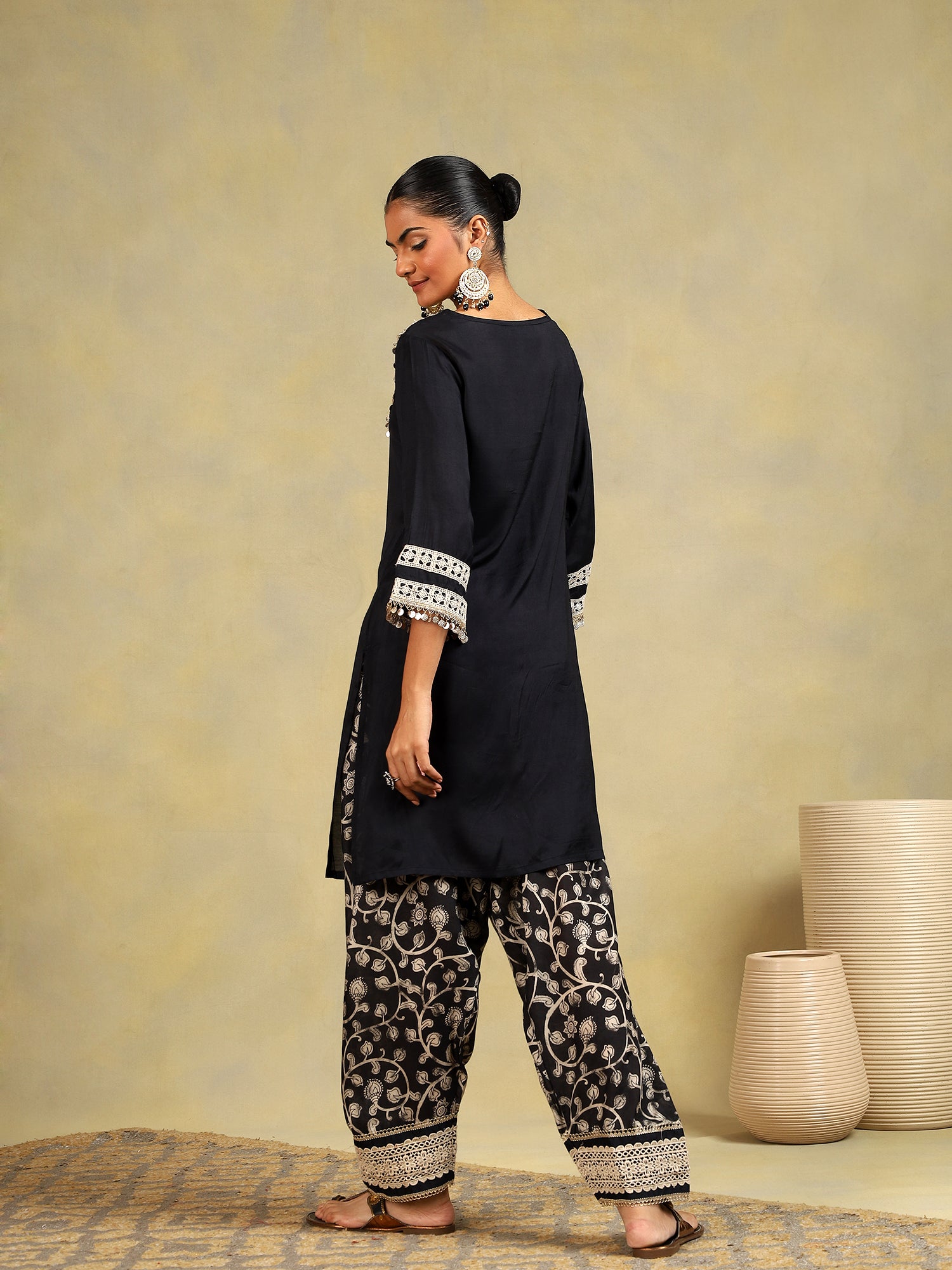 Noir Elegance Muslin Co-ord Set {1007}