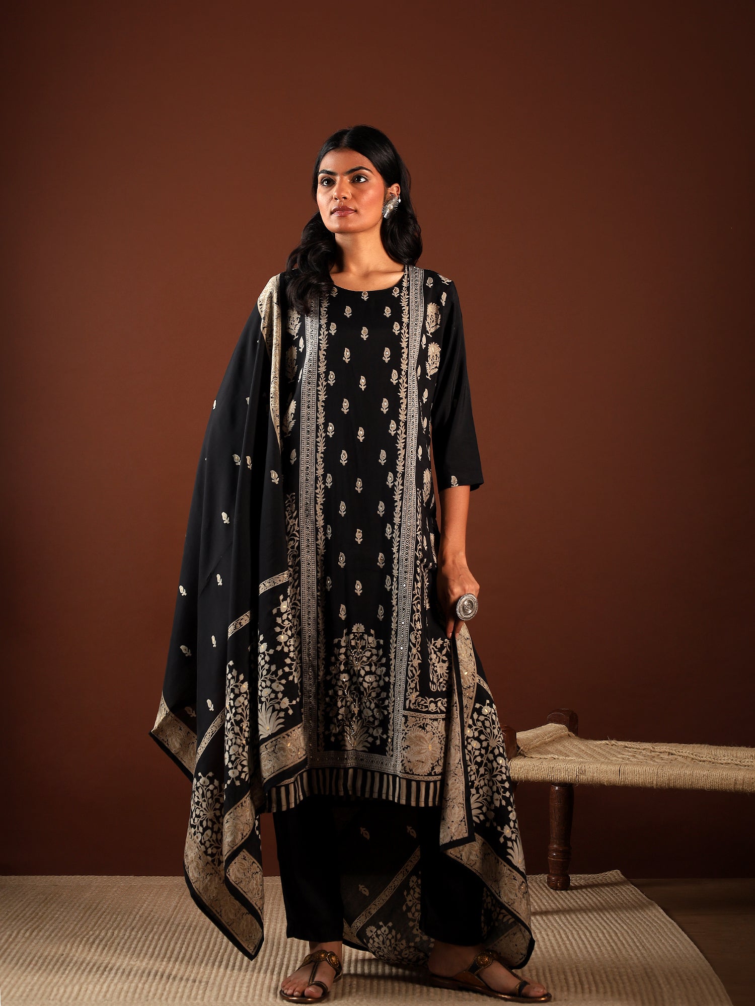 Midnight Bloom Muslin 3-Piece Set {1009}