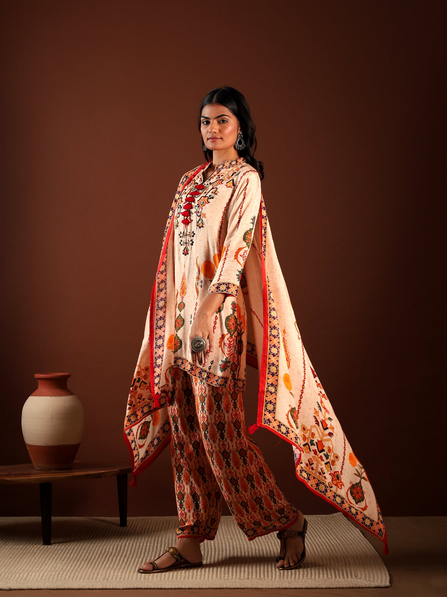 Terracotta Bloom Muslin 3-Piece Set {1036/M}