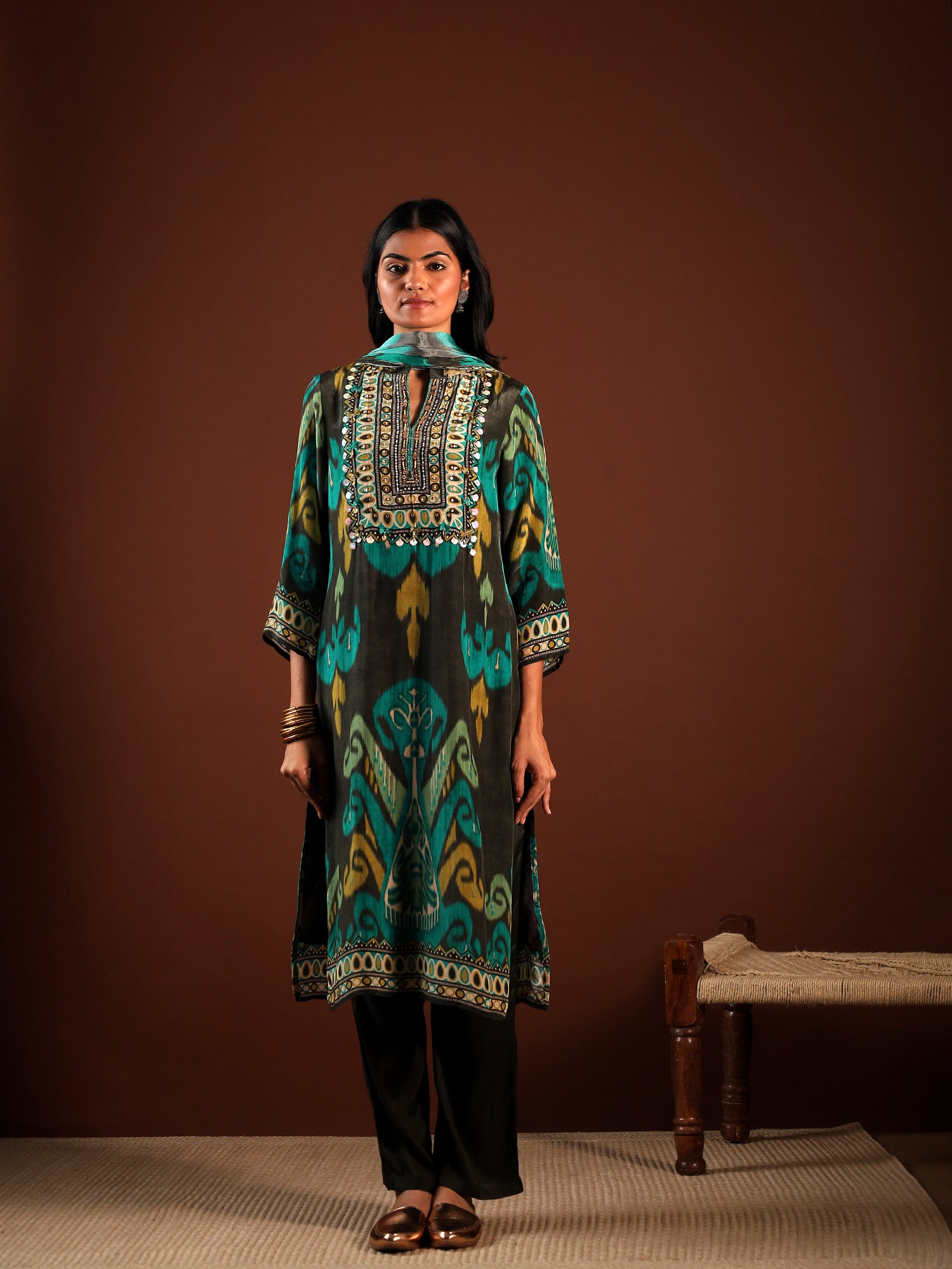 Emerald Ikat Motif 3-Piece Set {1006/M}
