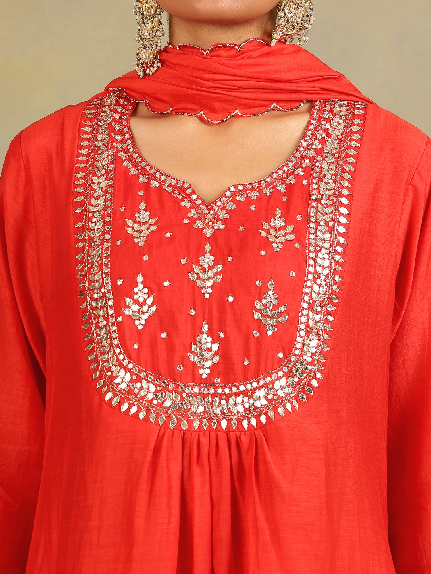 Scarlet Glow Chanderi 3-Piece Set {1023/M}