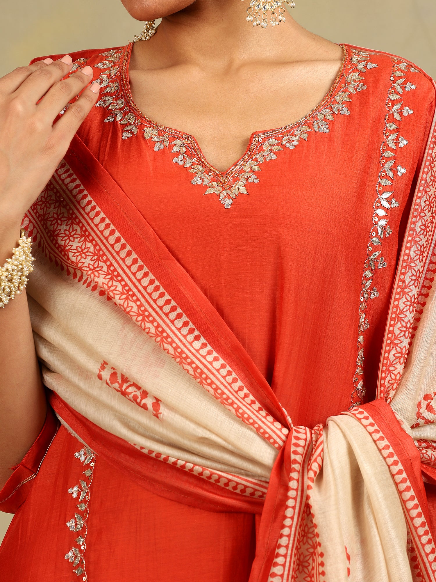 Rust Glow Mul Chanderi 3-Piece Set {1020}