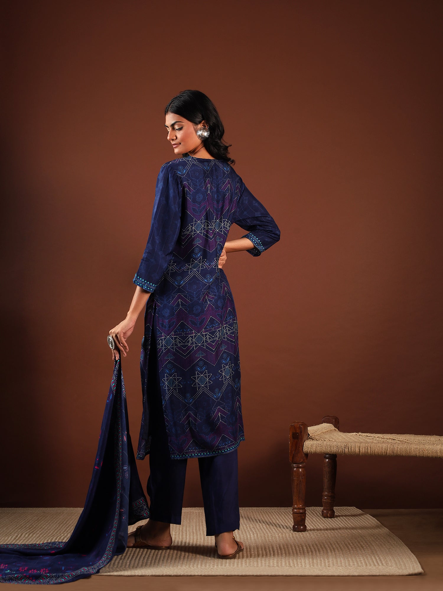 Midnight Navy Glow Silk 3-Piece Set {1014}