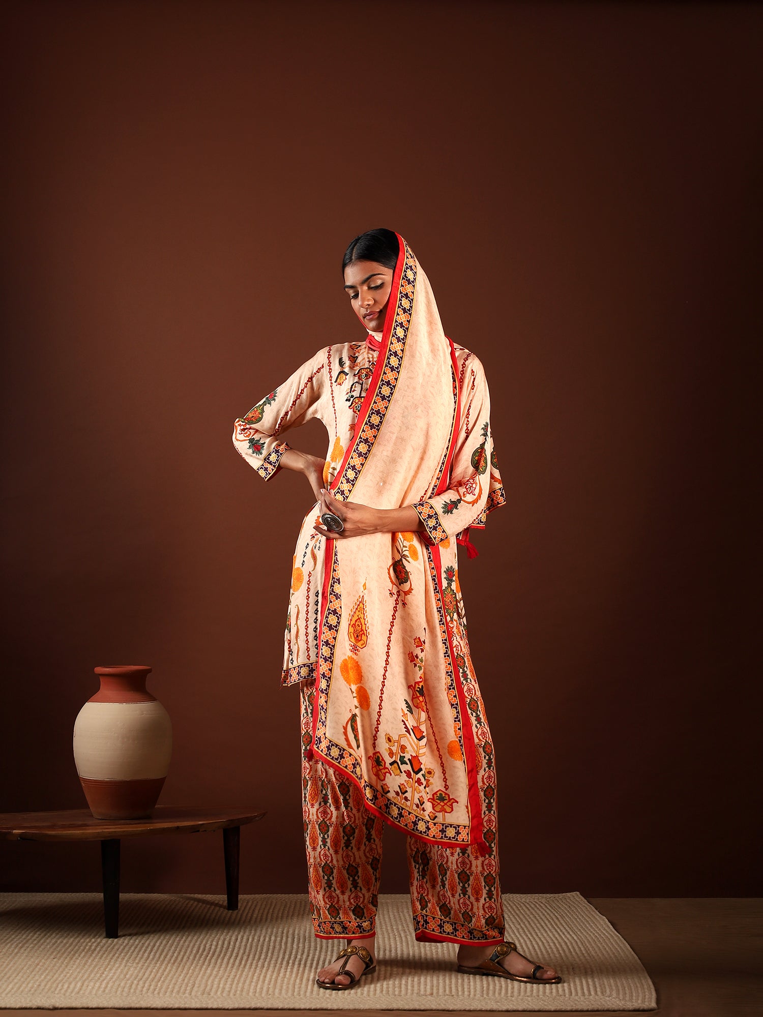 Terracotta Bloom Muslin 3-Piece Set {1036/M}