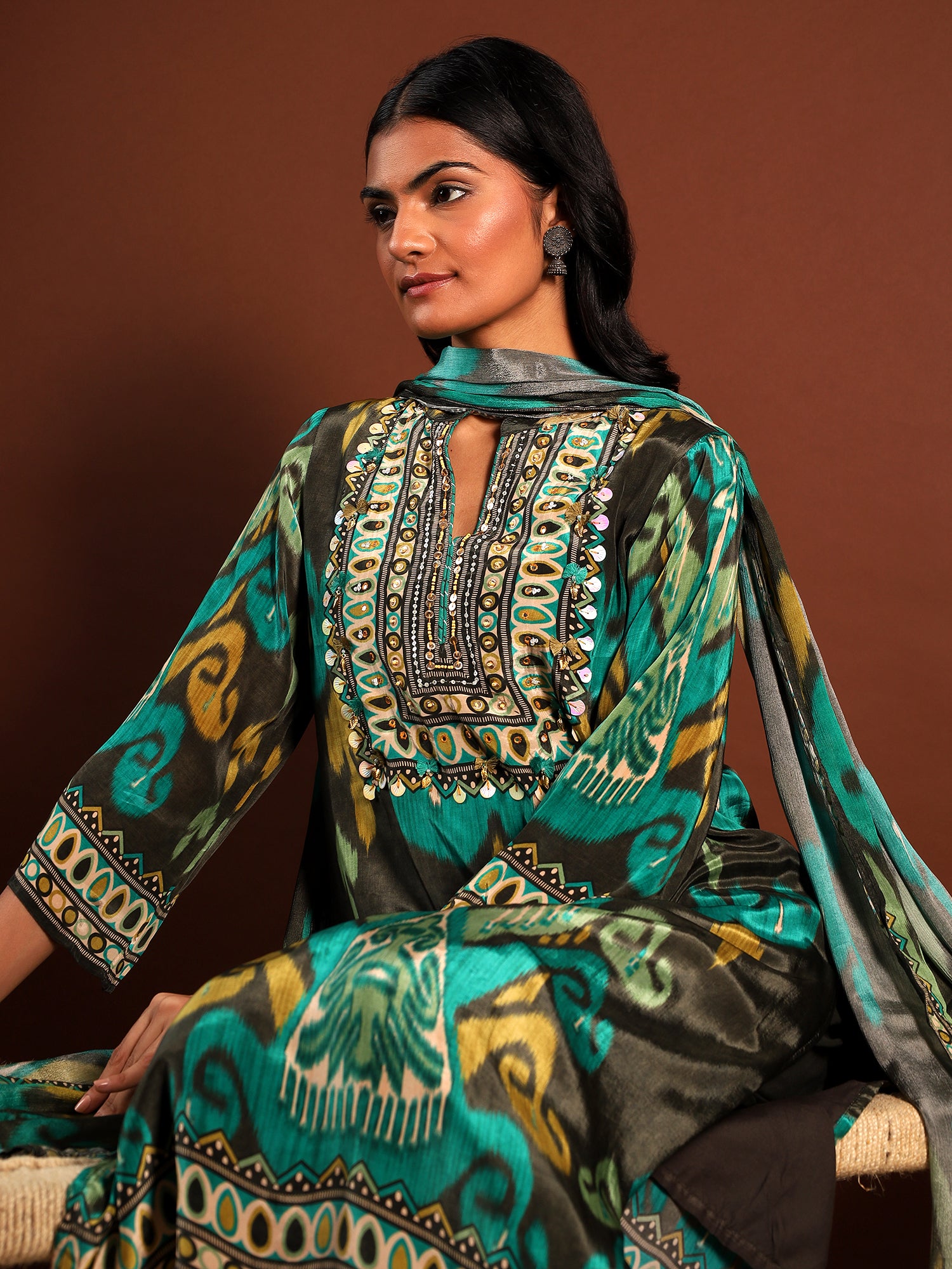 Emerald Ikat Motif 3-Piece Set {1006}