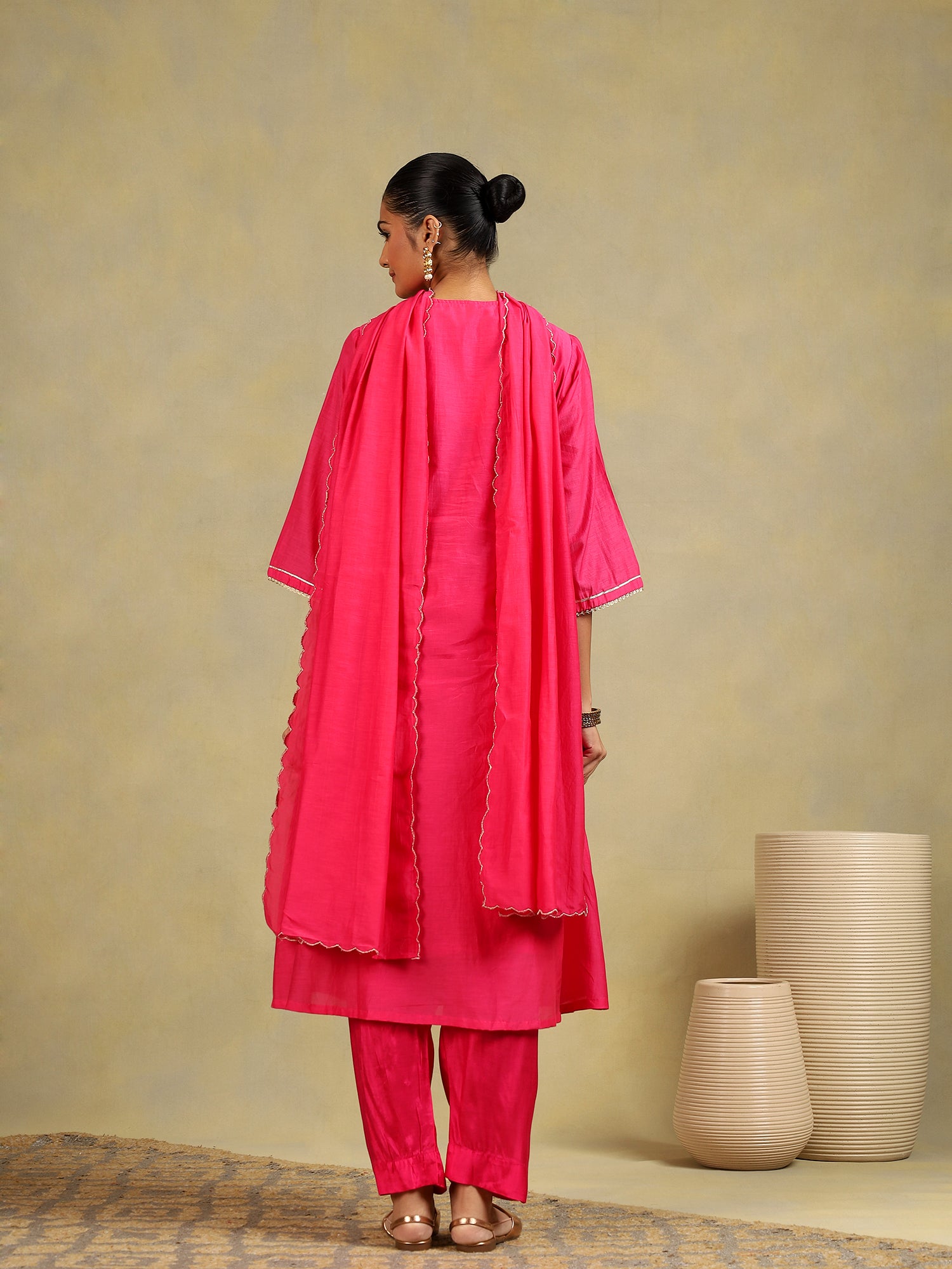 Fuchsia Glow Chanderi 3-Piece Set