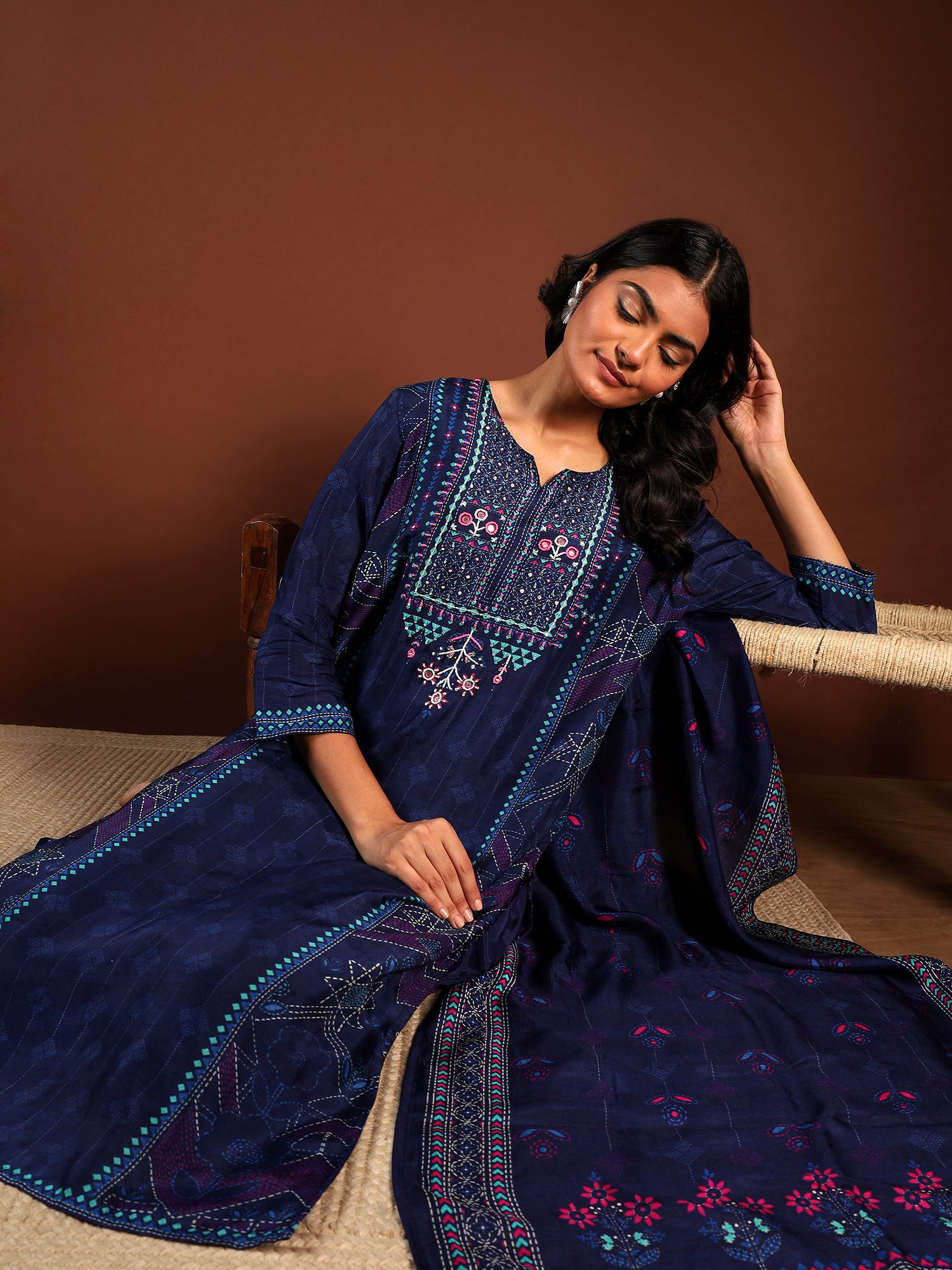 Midnight Navy Glow Silk 3-Piece Set