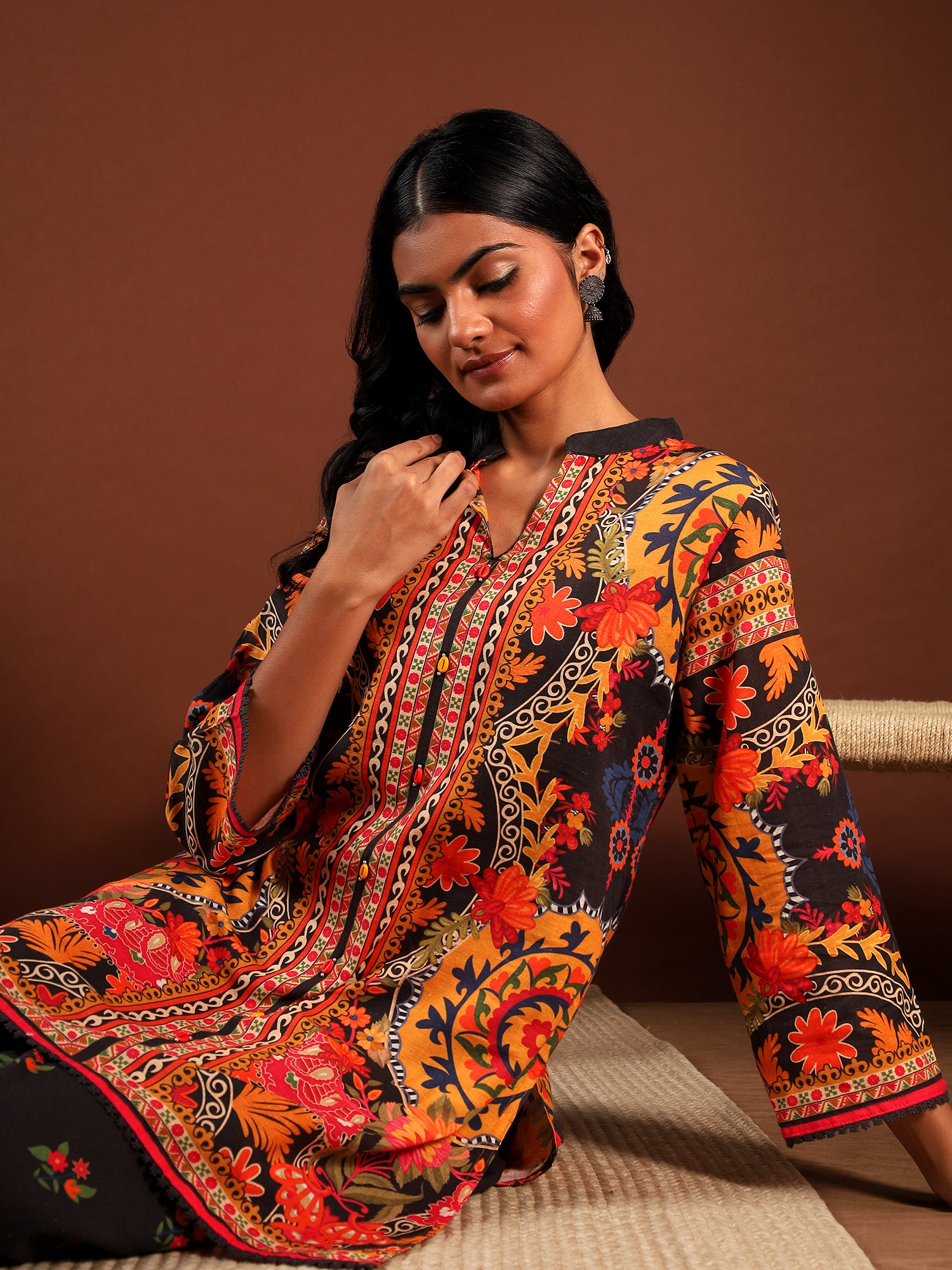 Sunset Bloom Silk Co-ord Set {1005/M}