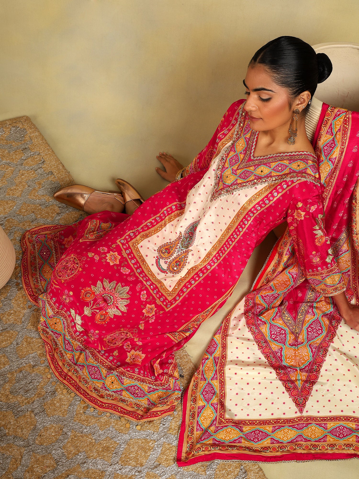 Crimson Bloom Crepe 3-Piece Set