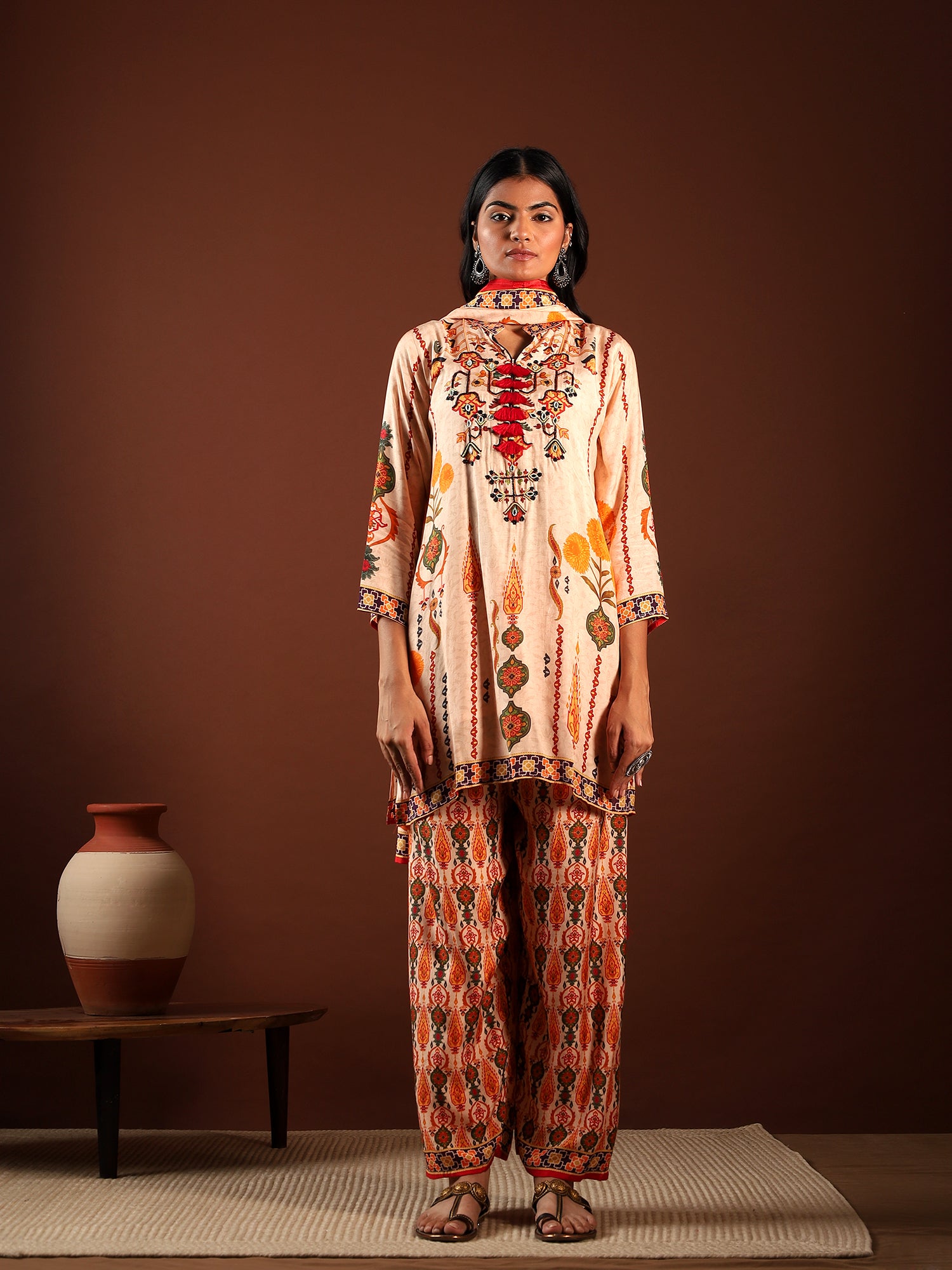 Terracotta Bloom Muslin 3-Piece Set
