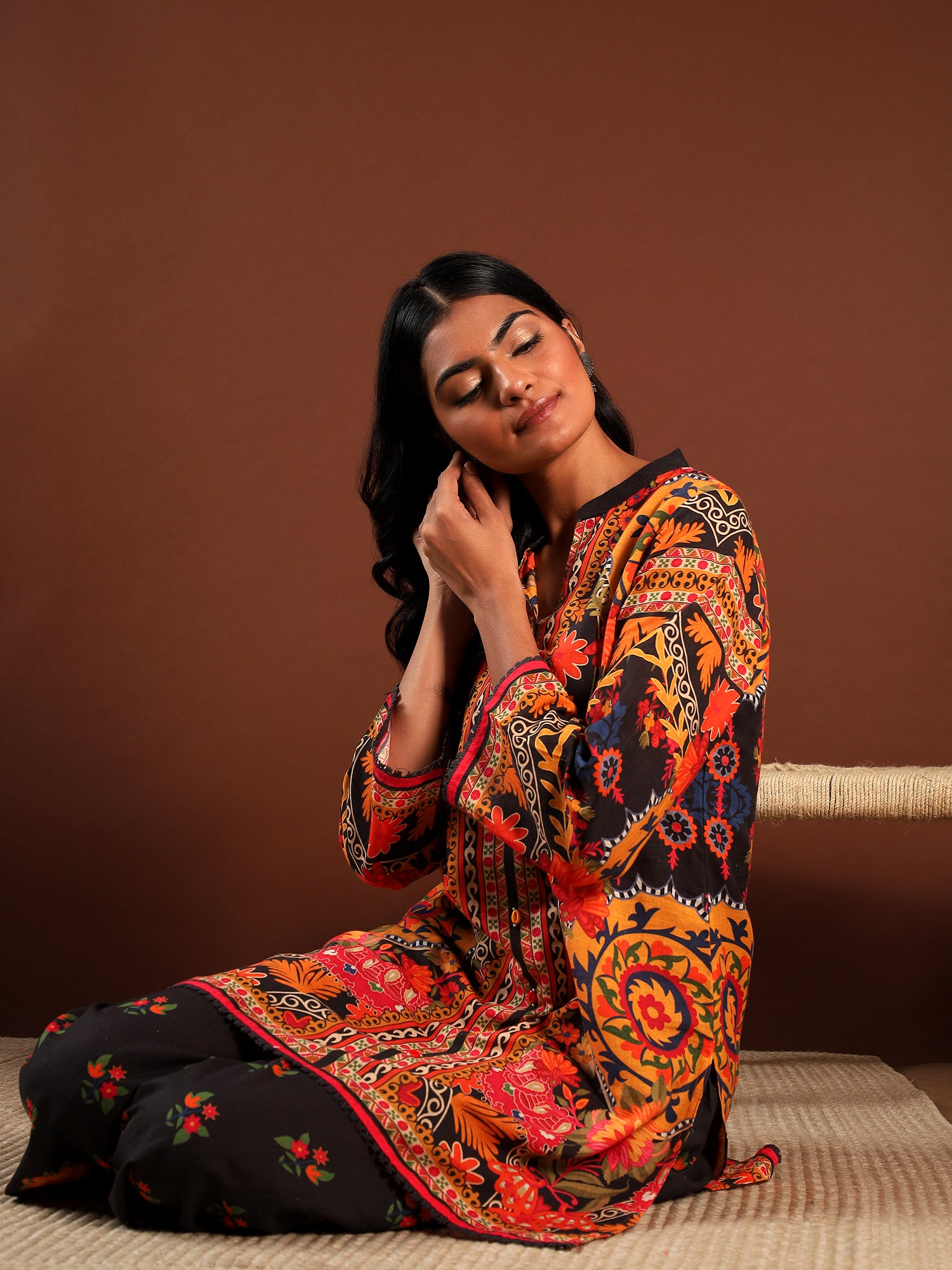 Sunset Bloom Silk Co-ord Set {1005/M}