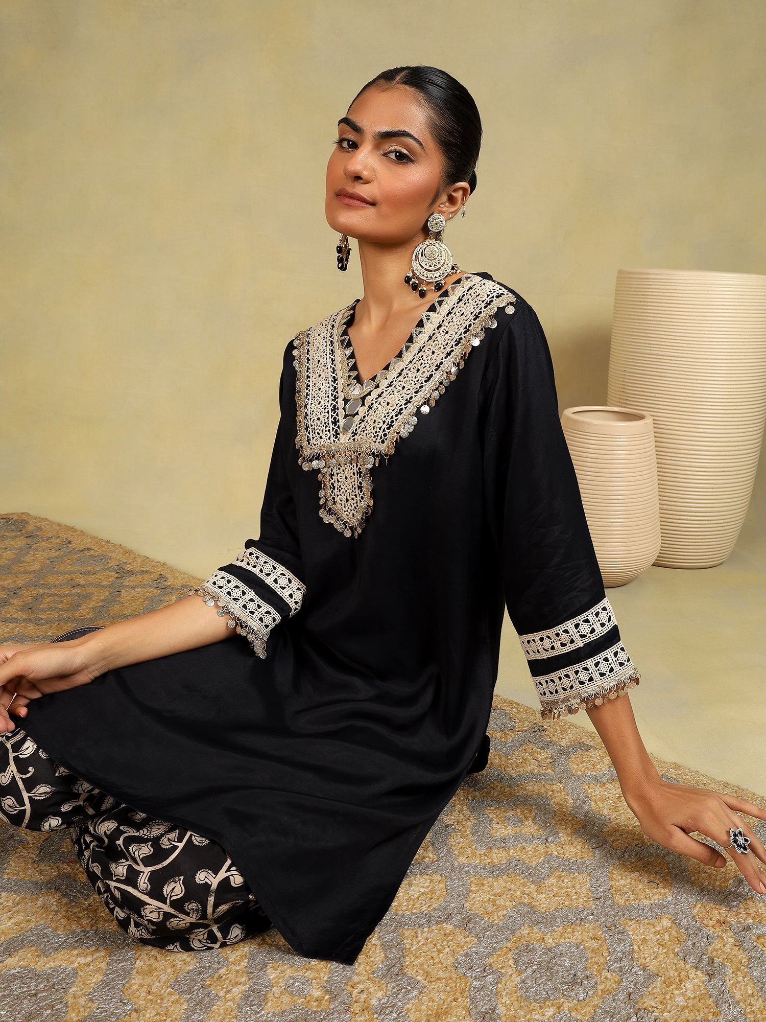 Noir Elegance Muslin Co-ord Set {1007/M}