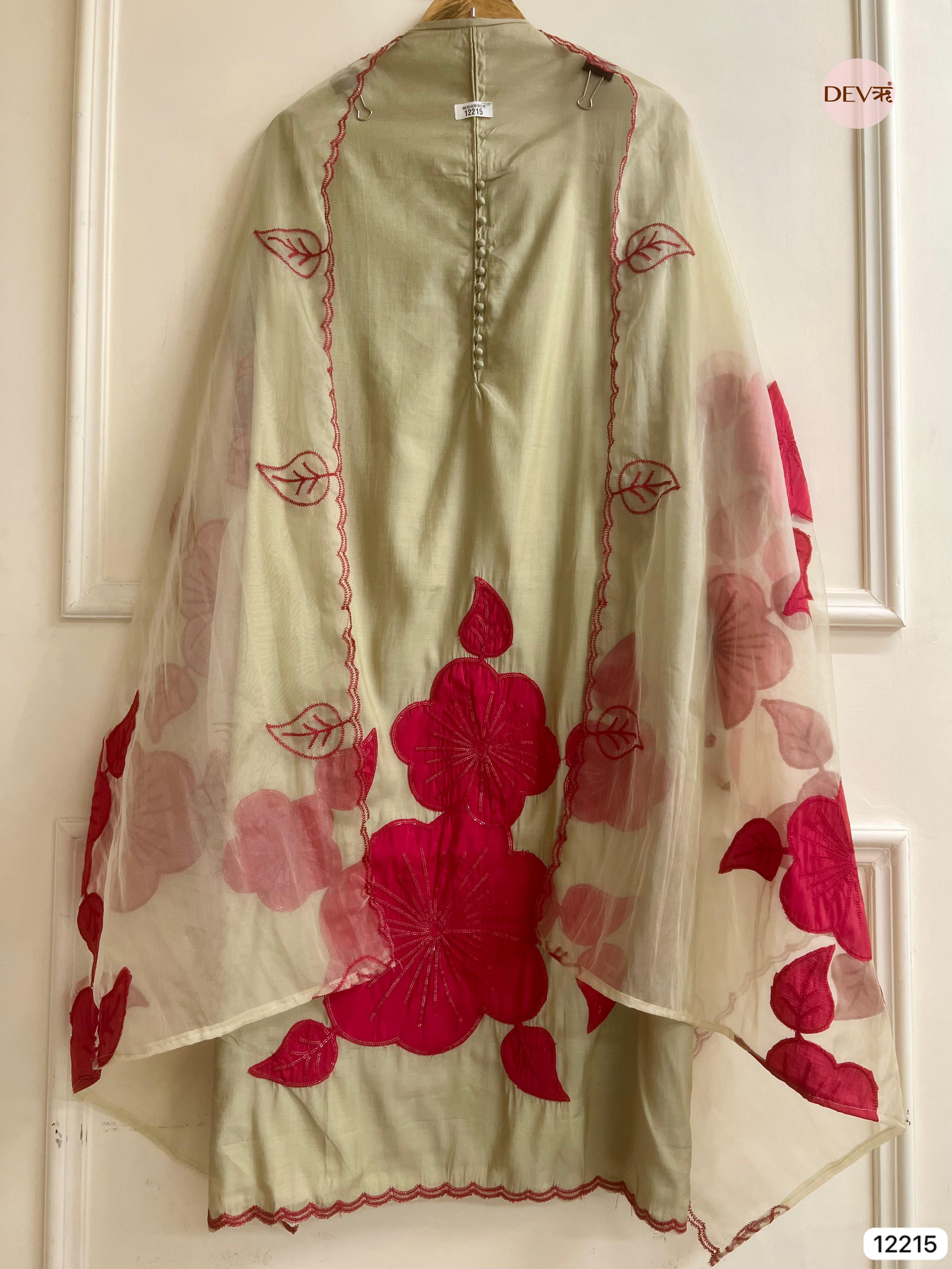 Pistachio Modal Silk Embroidered Unstitched 3-Piece Suit (Devri – D.No 12215)