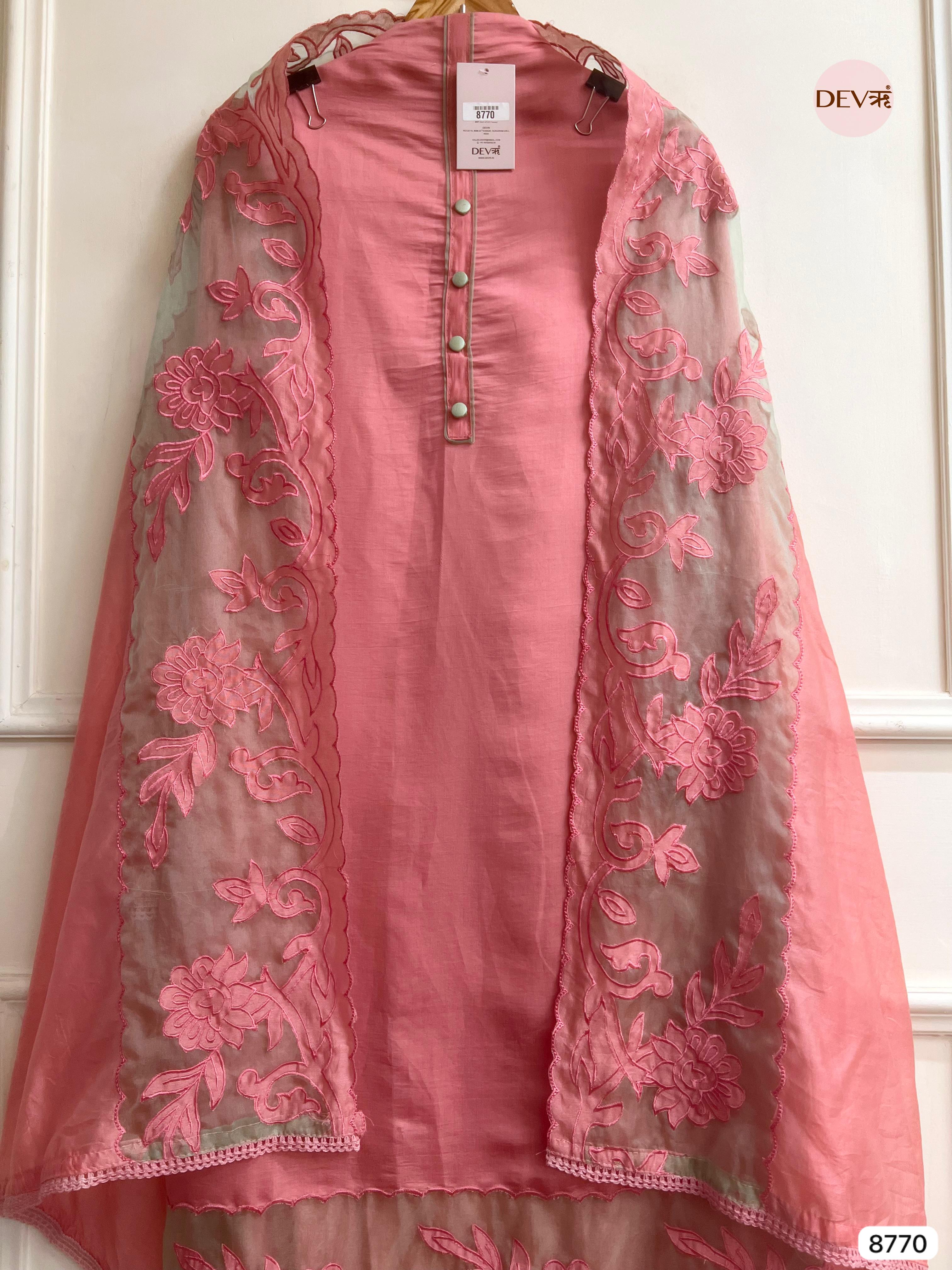 Pink Modal Silk Embroidered Unstitched 3-Piece Suit (Devri – D.No 8770)