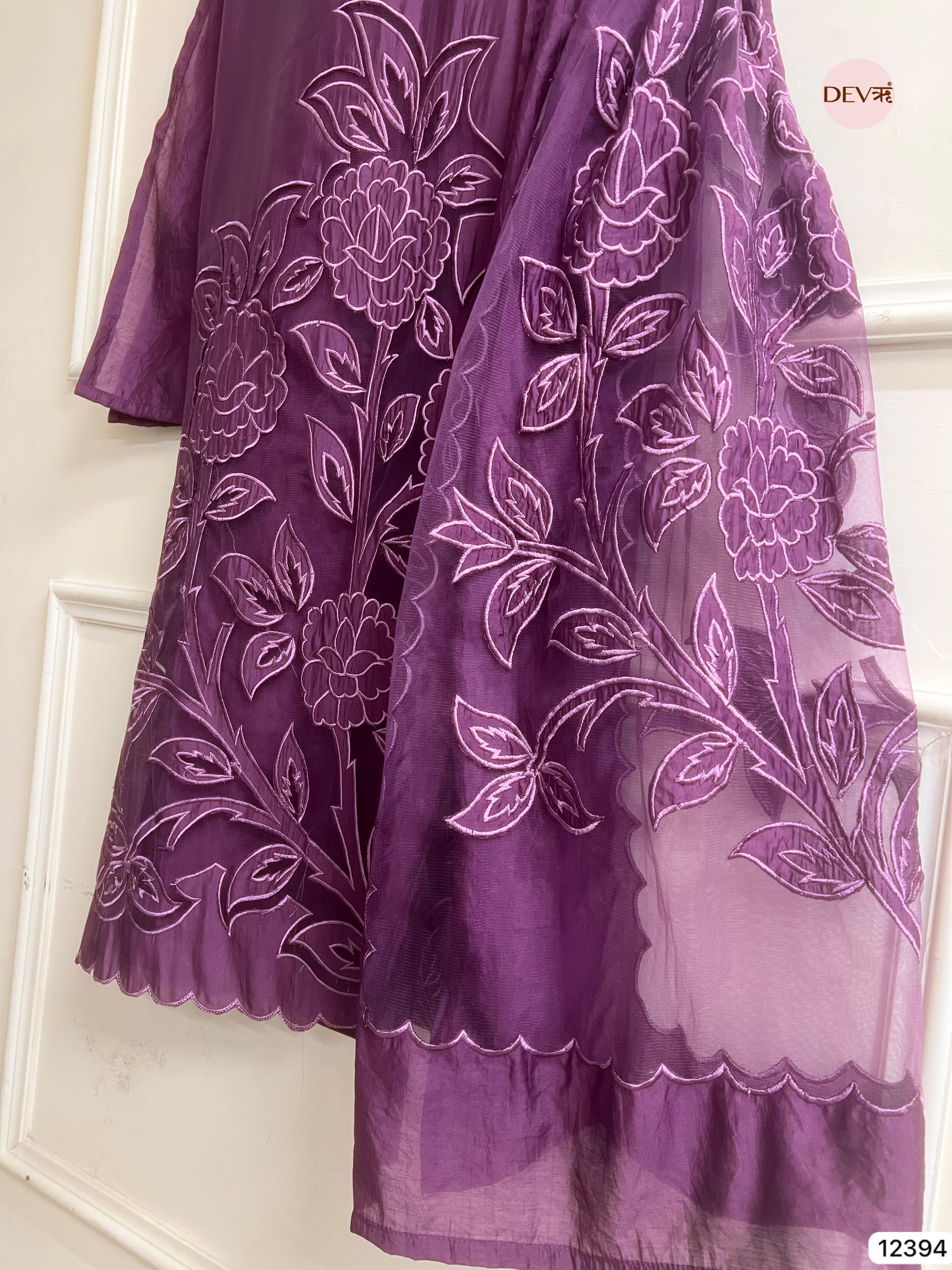 Plum Modal Silk Embroidered Unstitched 3-Piece Suit (Devri – D.No 12394)