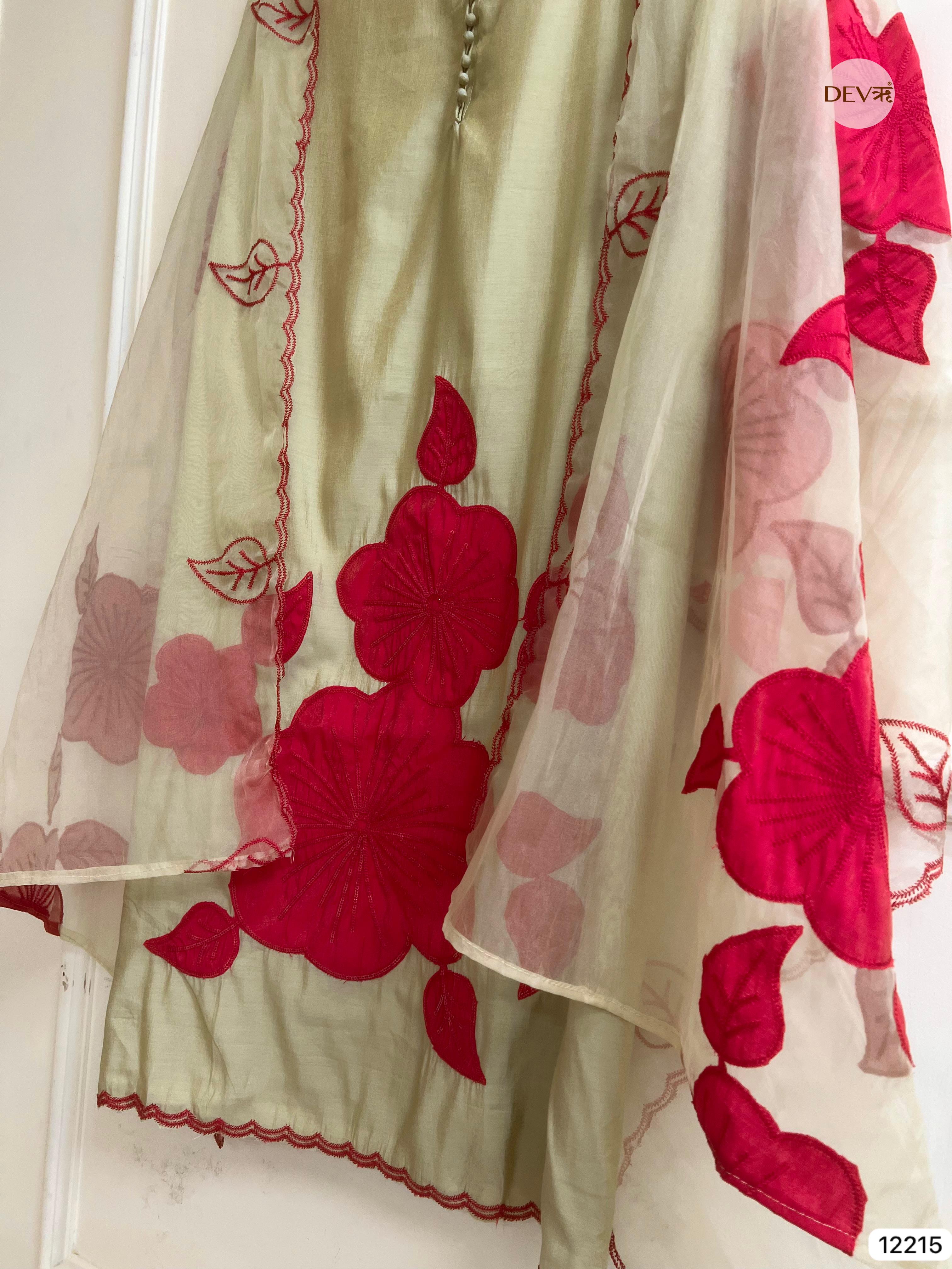 Pistachio Modal Silk Embroidered Unstitched 3-Piece Suit (Devri – D.No 12215)