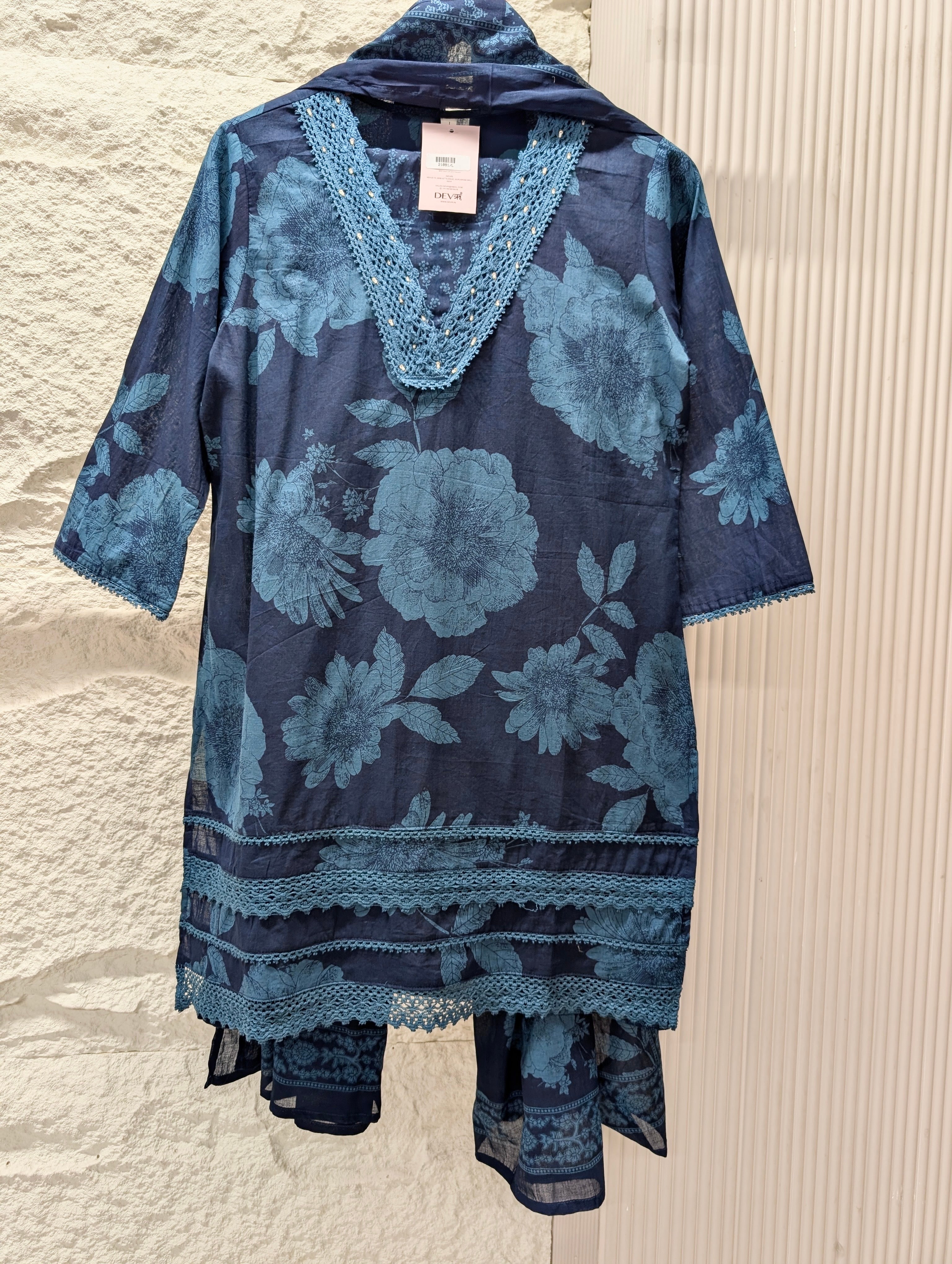 Mehrbano Pure Cotton Printed Navy Blue 3-Piece Set (Devri – D.No 21091)