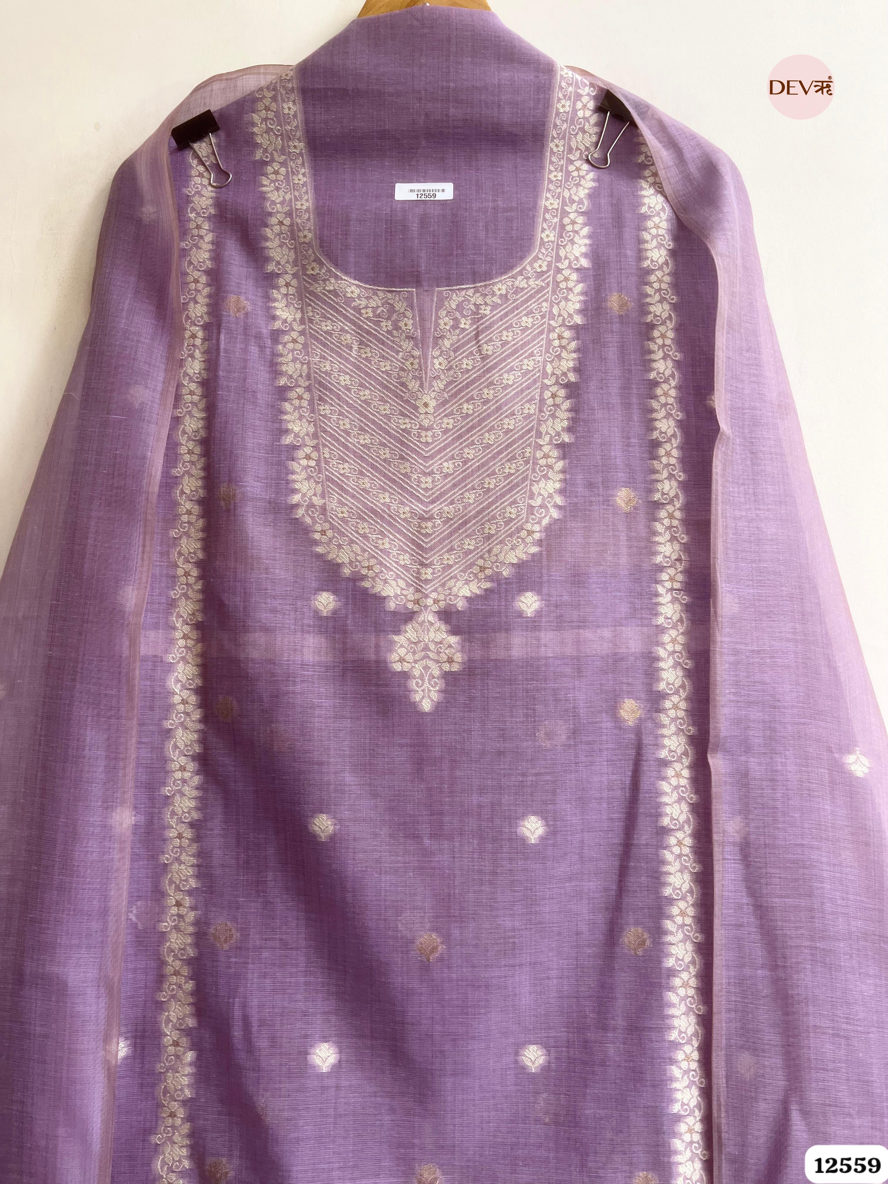 Purple Jamdani Embroidered Unstitched 3-Piece Suit (Devri – D.No 12559)