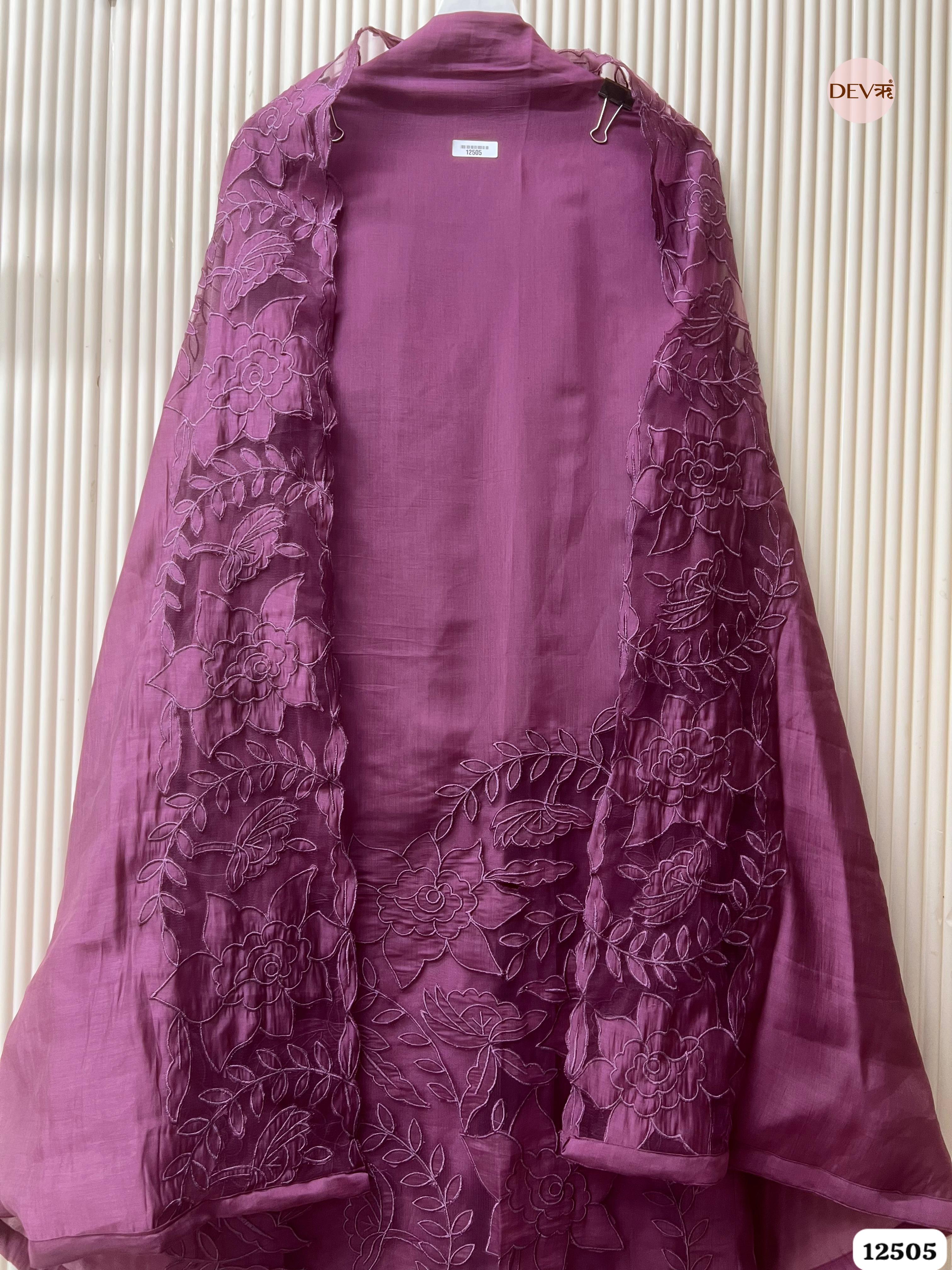 Deep Plum Modal Silk Embroidered Unstitched 3-Piece Suit (Devri – D.No 12505)