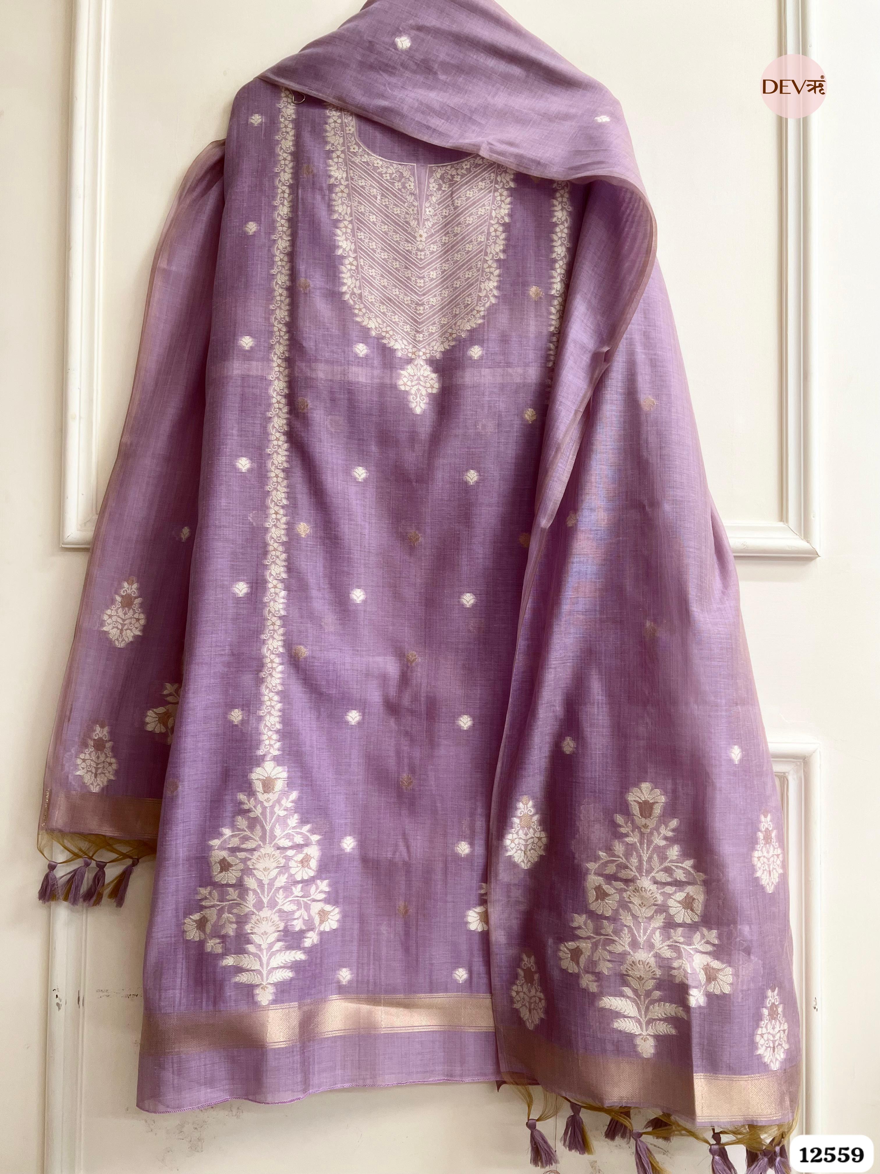 Purple Jamdani Embroidered Unstitched 3-Piece Suit (Devri – D.No 12559)
