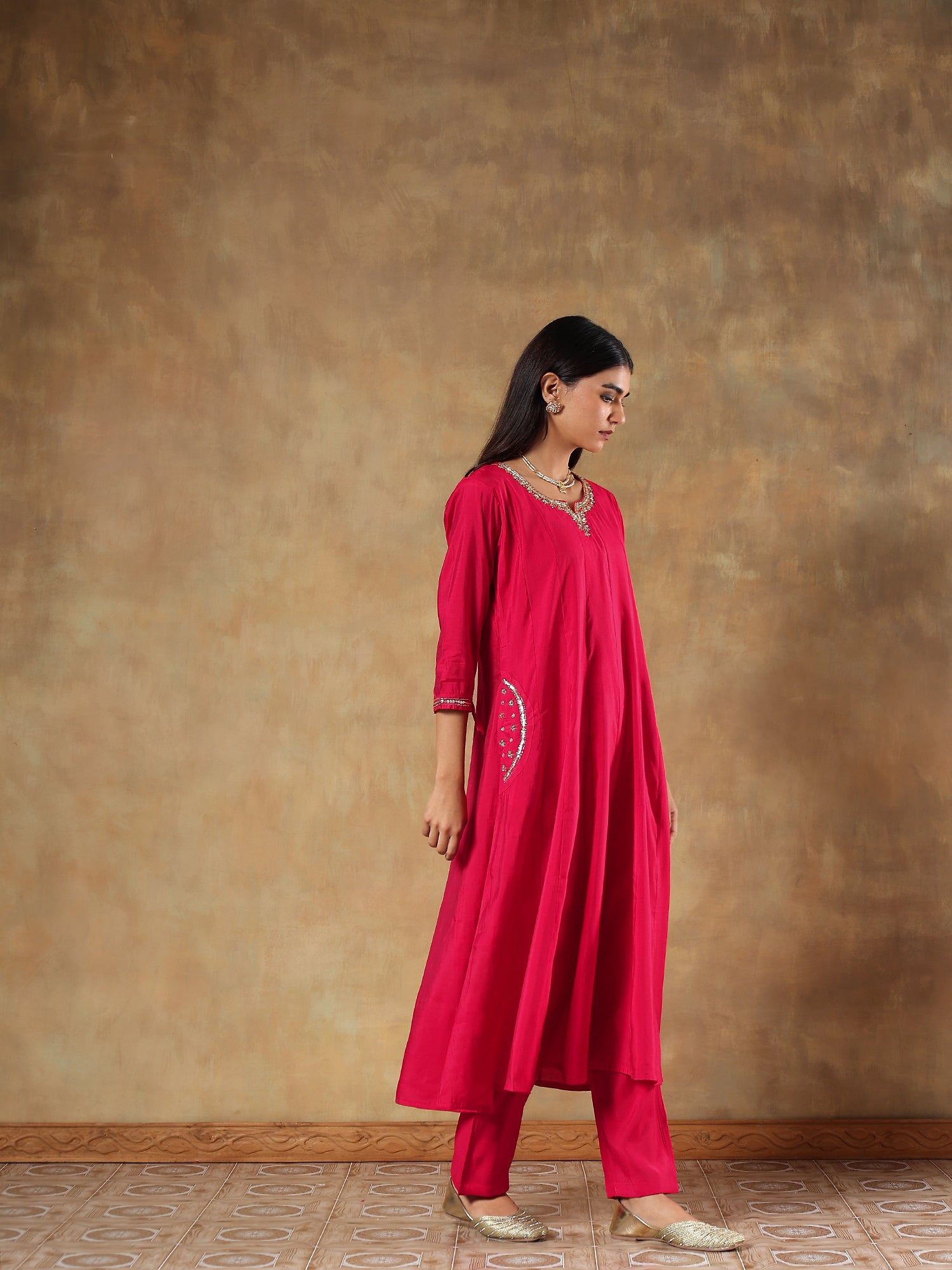 Kashvi Ruby Premium Silk Embroidered 3-Piece Set - {1093/M}