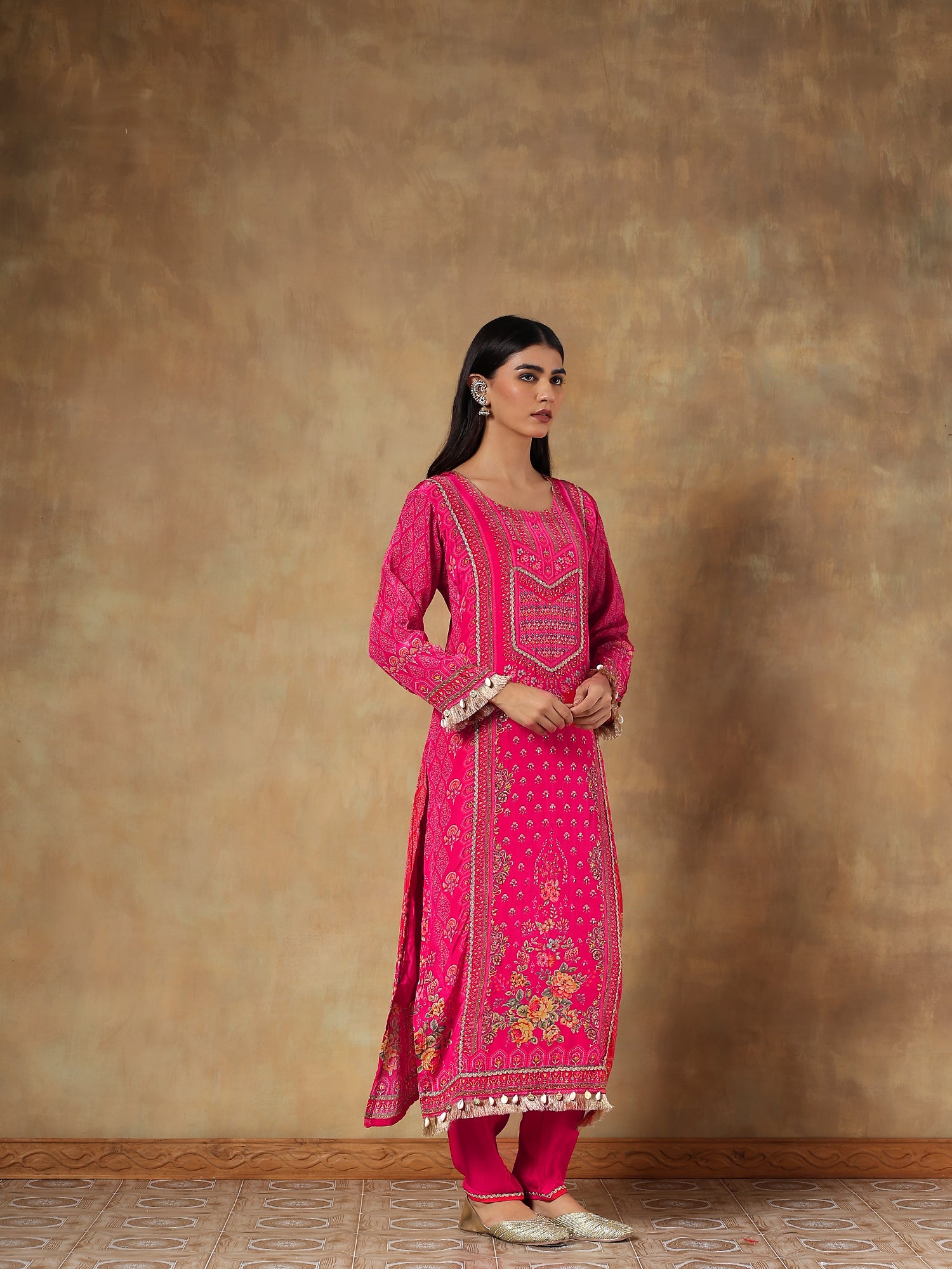 Ruhani Natural Crepe Printed 3-Piece Set (Devri – D.No 2007