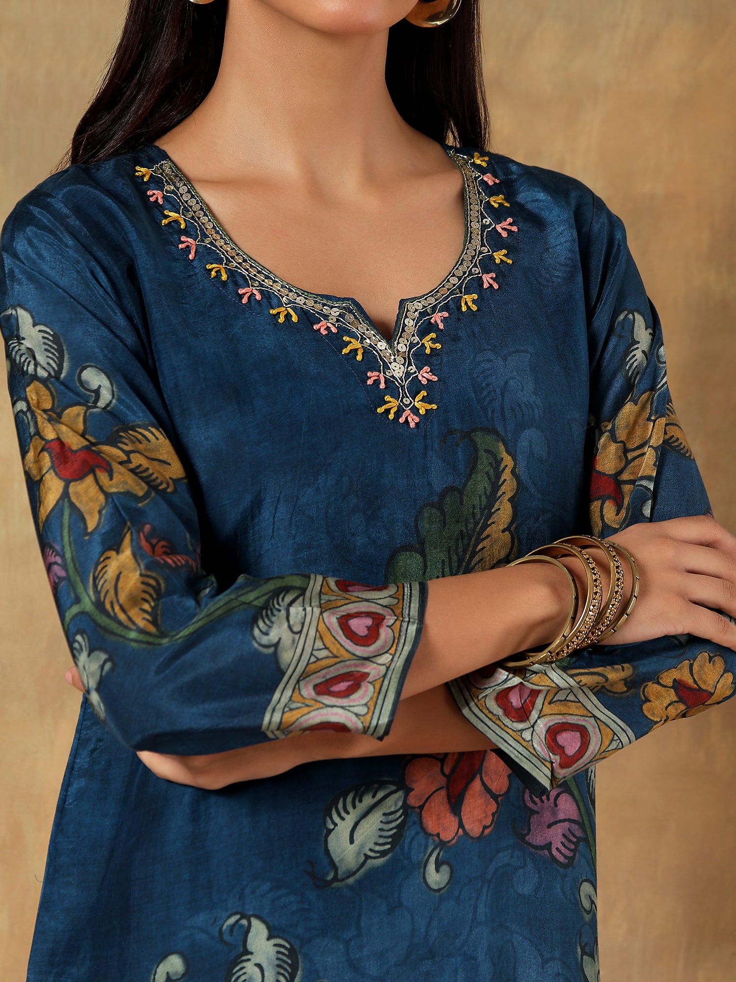 Mira Russian Silk Printed 3-Piece Set (Devri – D.No 1076)