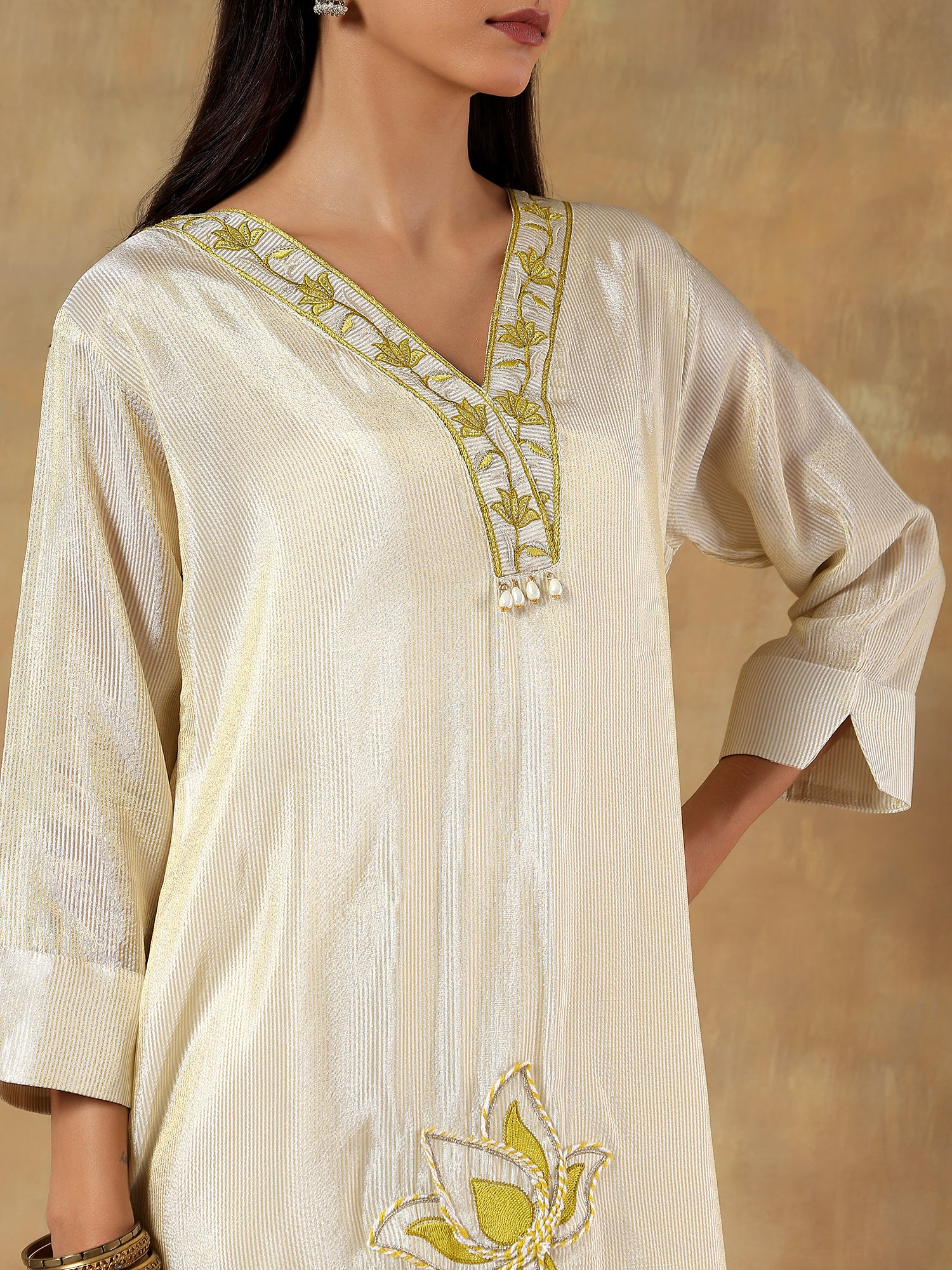 Aaryaa Tissue Silk Hand-Embroidered 3-Piece Set (Devri – D.No 1066)