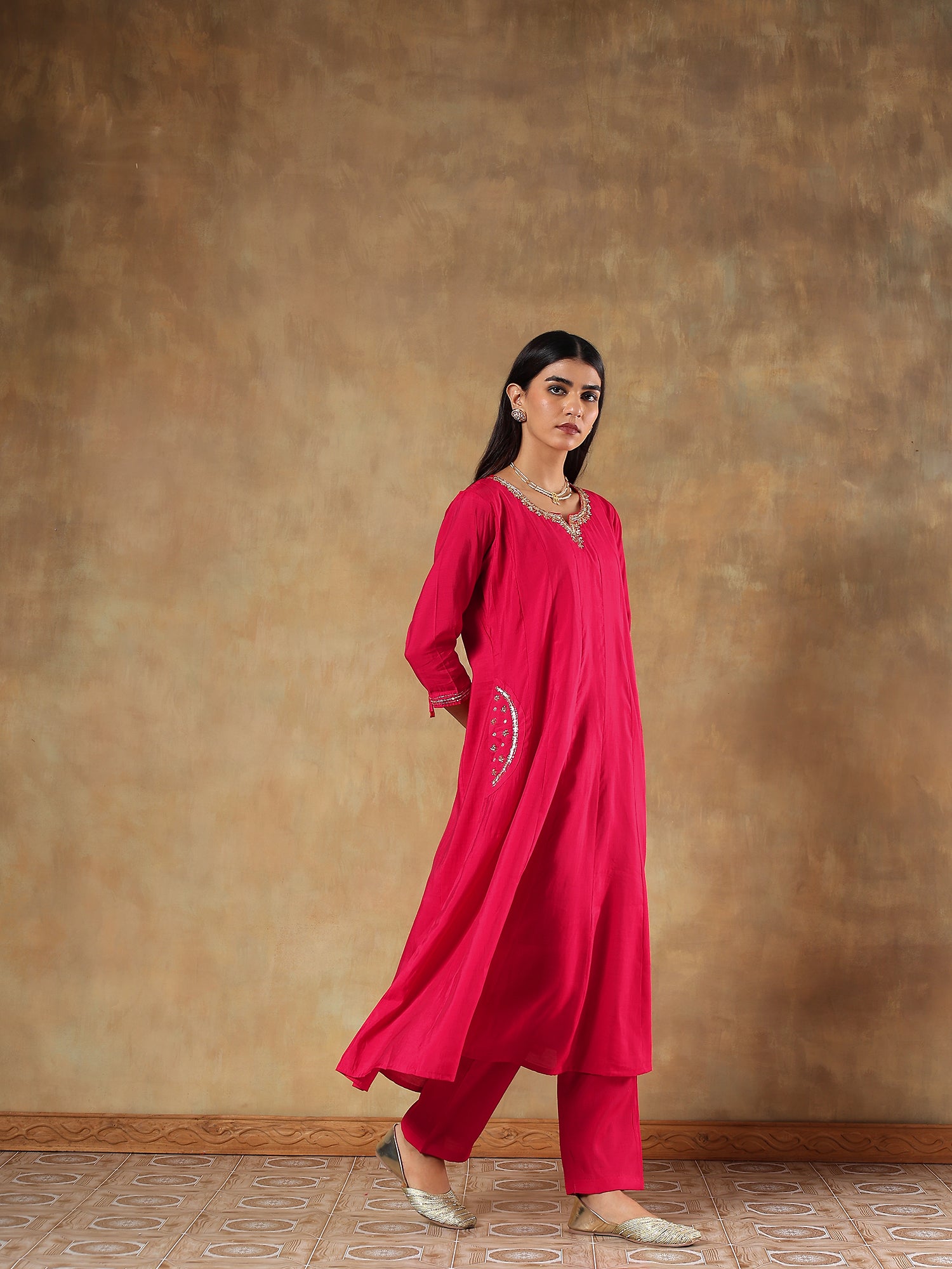 Kashvi Ruby Premium Silk Embroidered 3-Piece Set - {1093}