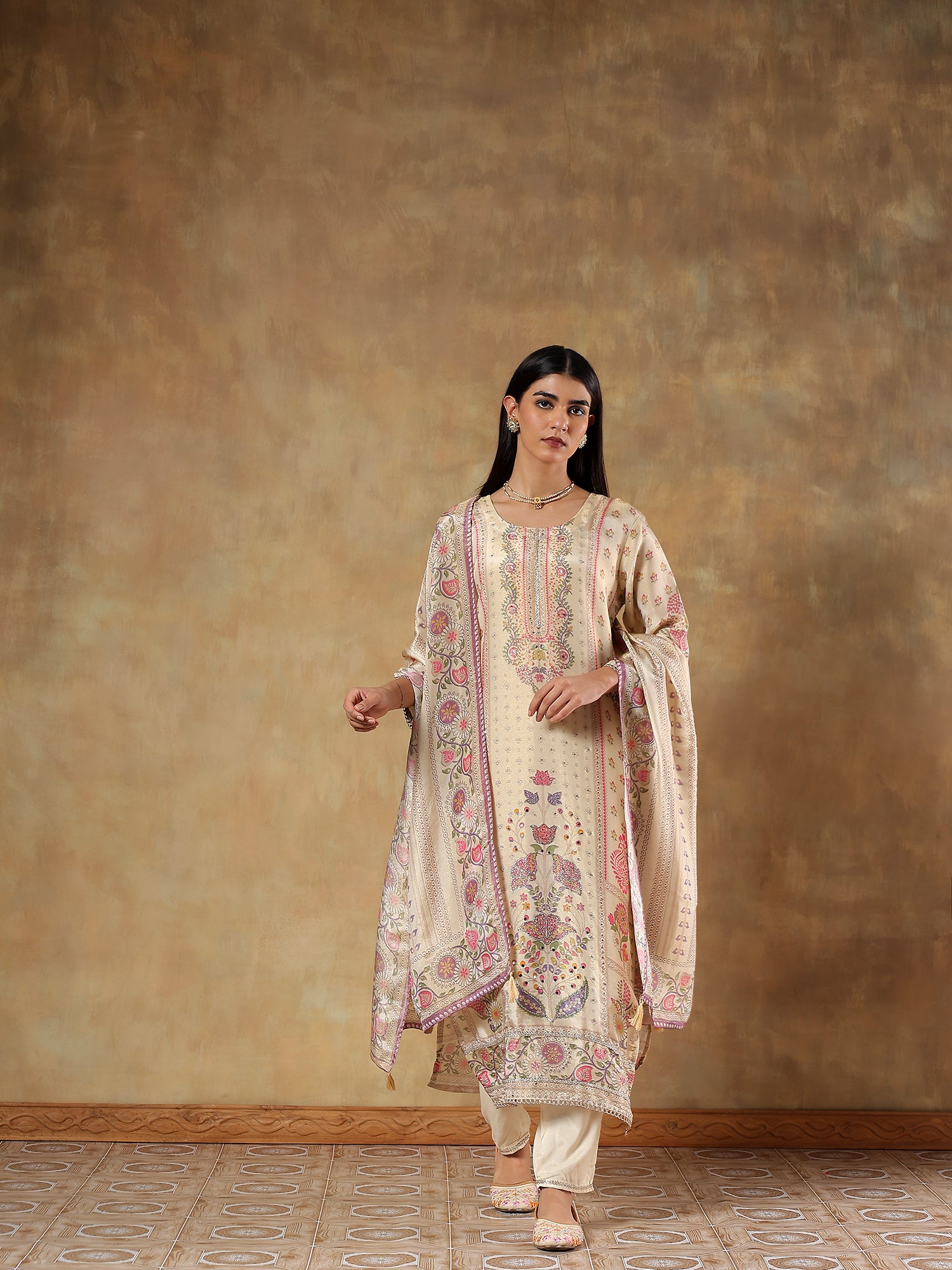 Eshani Pure Shimmer Silk Printed 3-Piece Set (Devri – D.No 1068)