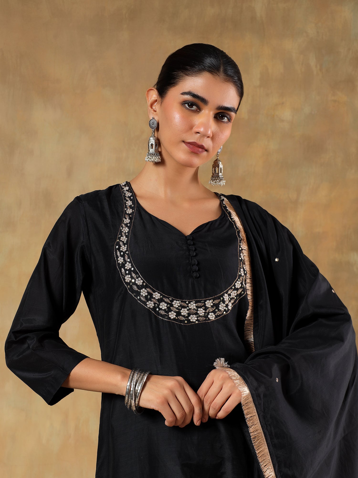 Zehra Pure Mul Silk Hand-Embroidered 3-Piece Set - {2010}