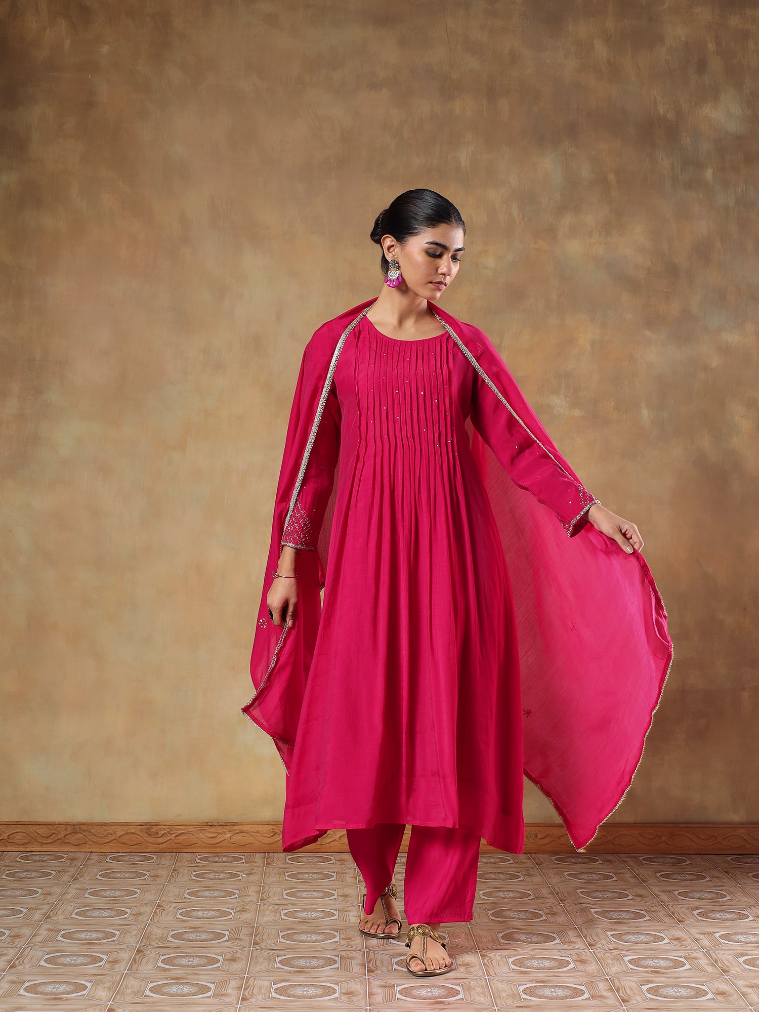 Gulbahar Mul Silk Hand-Embroidered 3-Piece Set - {1084}