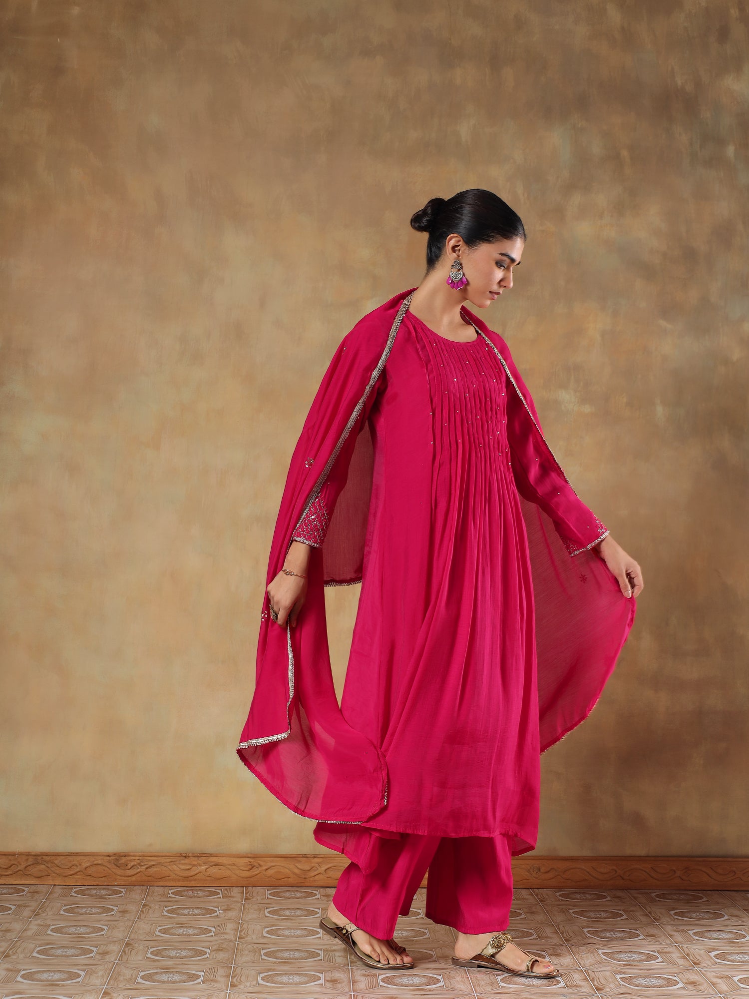 Gulbahar Mul Silk Hand-Embroidered 3-Piece Set - {1084/M}