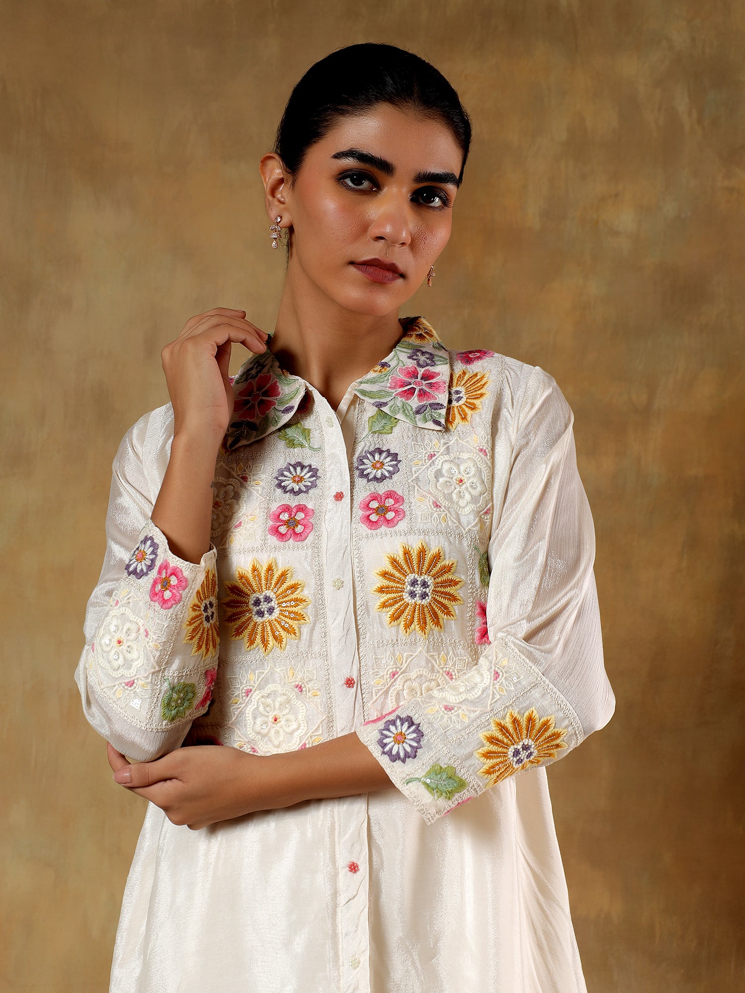 Khusnuma Chinon Silk Floral Embroidered 2-Piece Set - {1064/M}