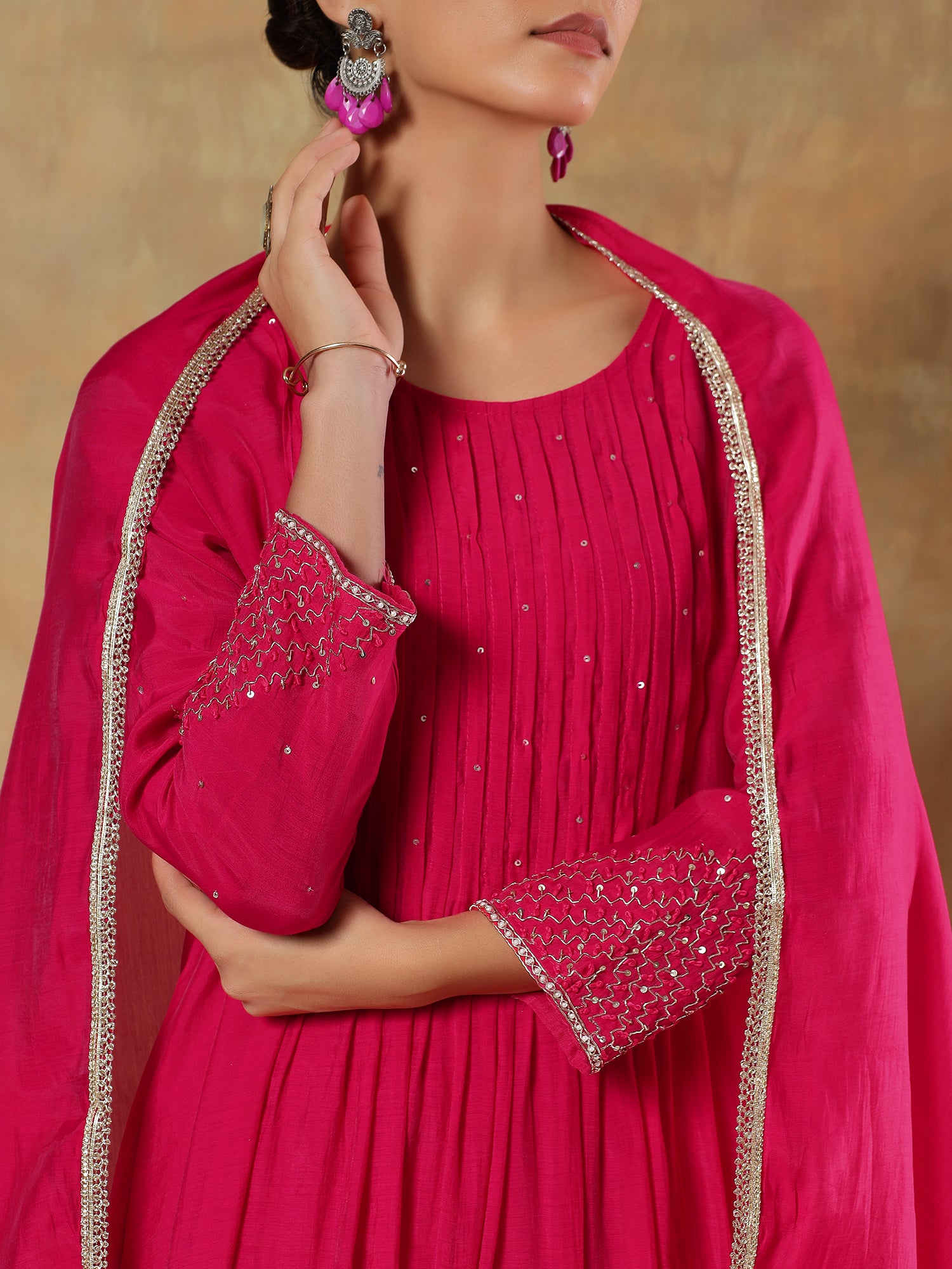 Gulbahar Mul Silk Hand-Embroidered 3-Piece Set - {1084}