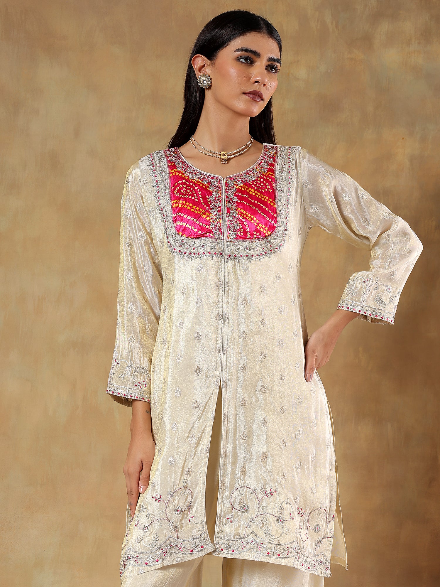 Ziya Pure Shimmer Silk Hand-Embroidered 2-Piece Set (Devri – D.No 1097)